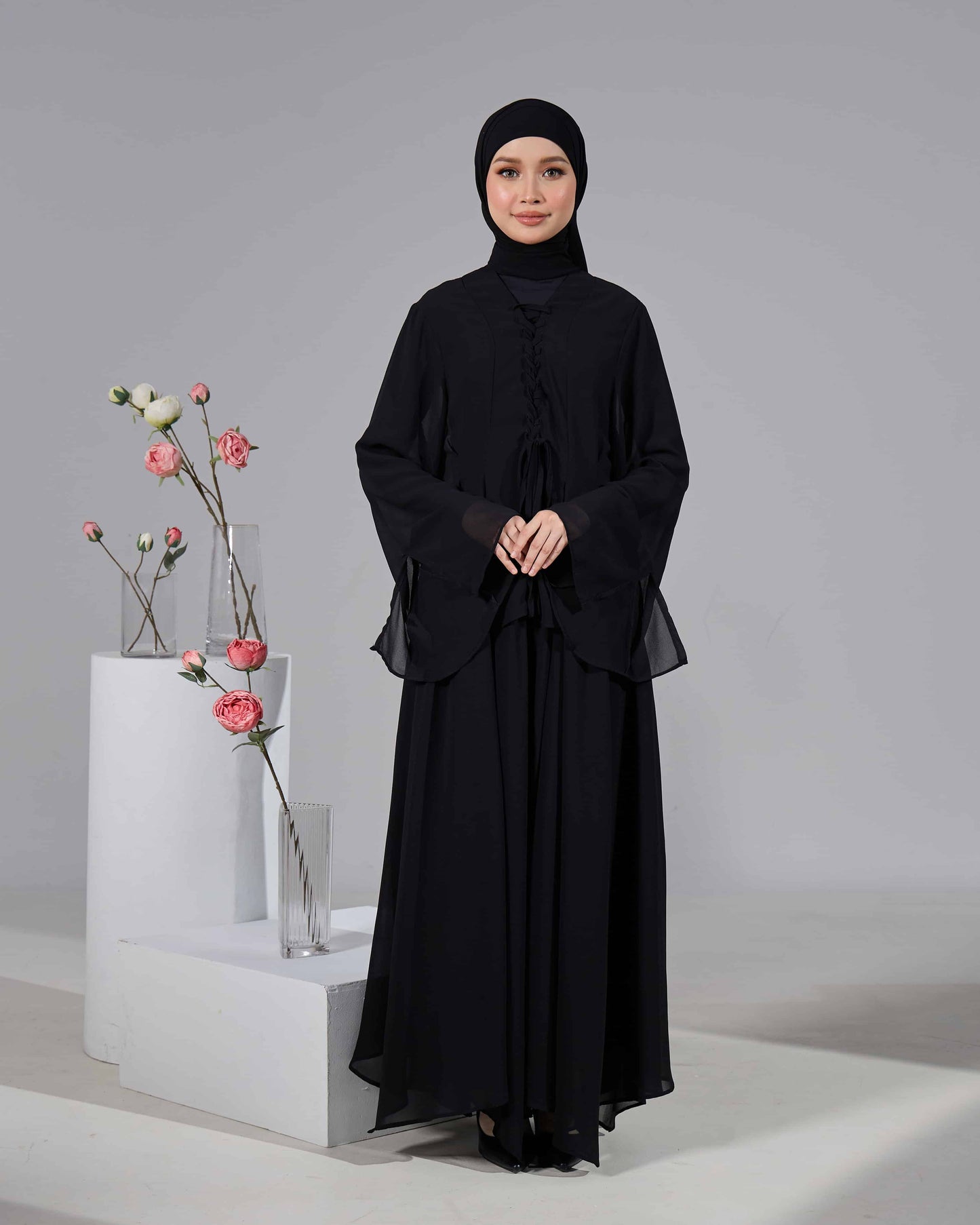 ELINDA TIE-DRESS (BLACK)