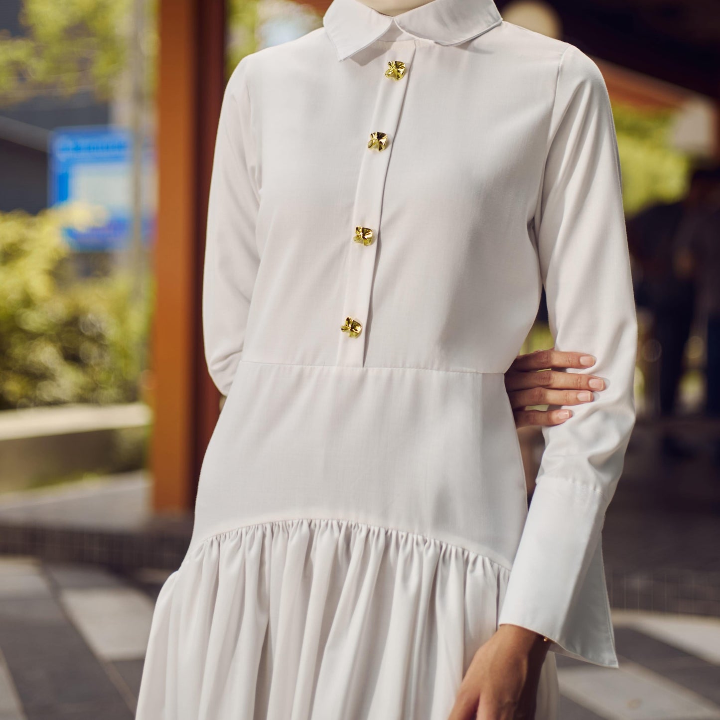 MINOR DEFECT TUNIC TIERED DRESS (OFF WHITE)