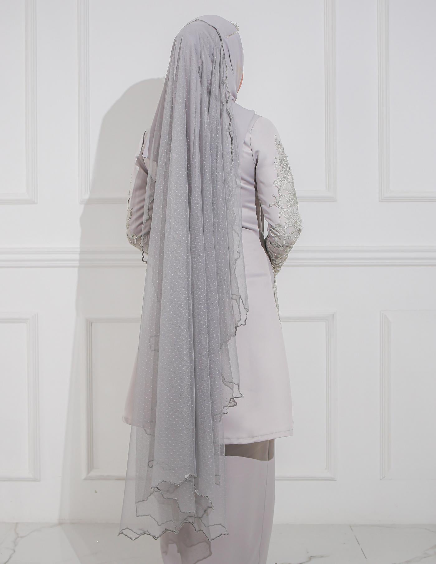 VEIL POLKA DOT EMBROIDERY CODE A09 (GREY)