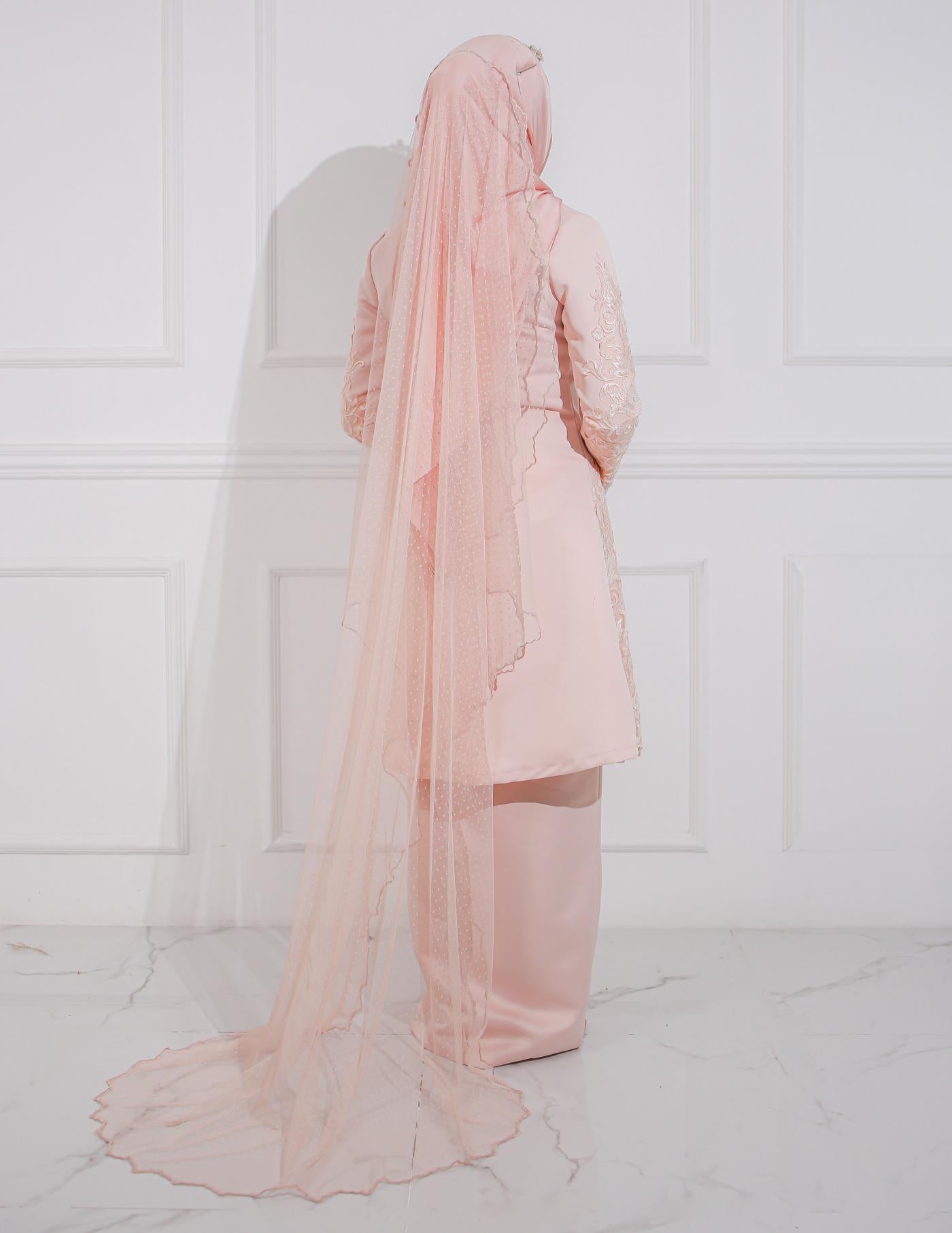 VEIL POLKA DOT EMBROIDERY CODE A09 (PEACH)