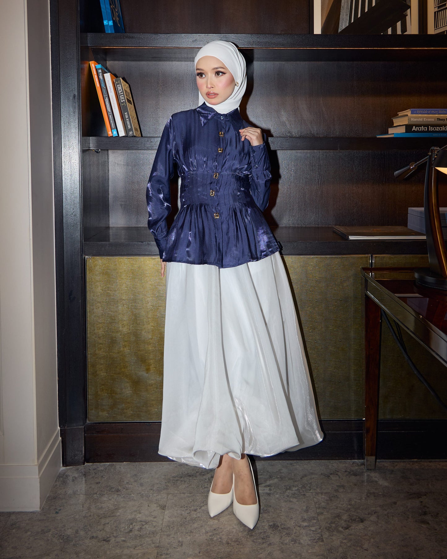 ALICE PLEATED PEPLUM (NAVY BLUE)