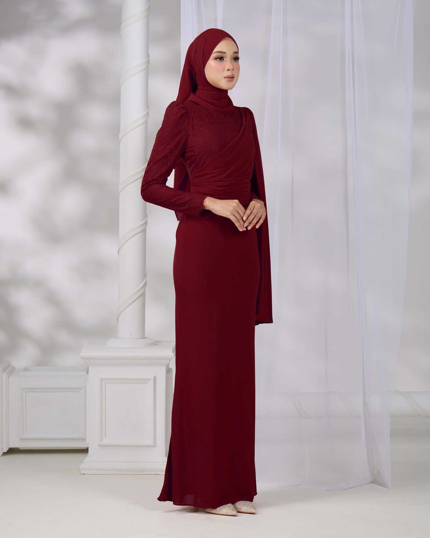 BRYNDA DRESS (BURGUNDY)