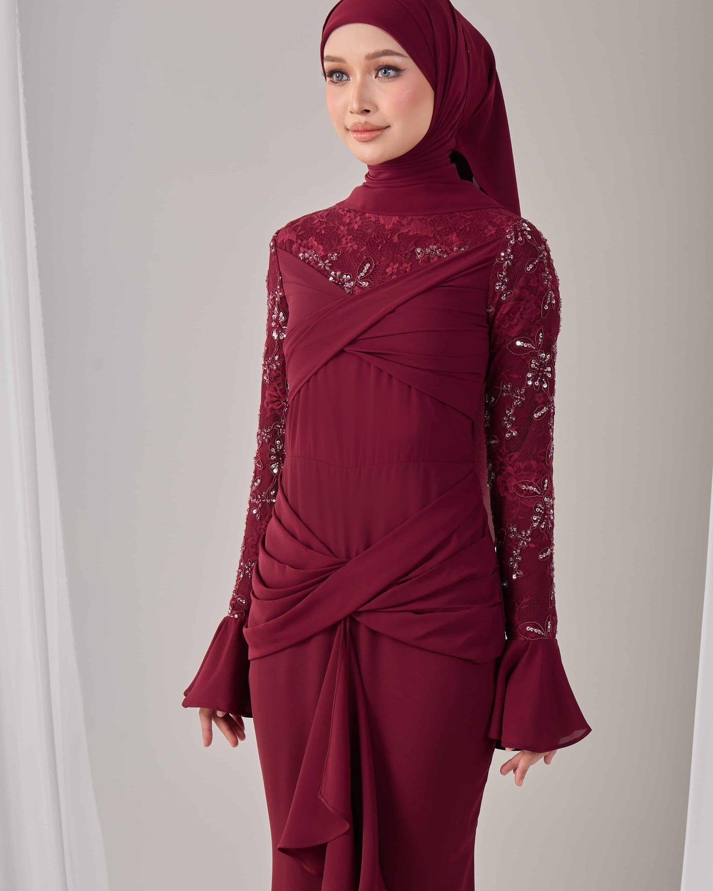 SEPHIA DRESS (BURGUNDY)