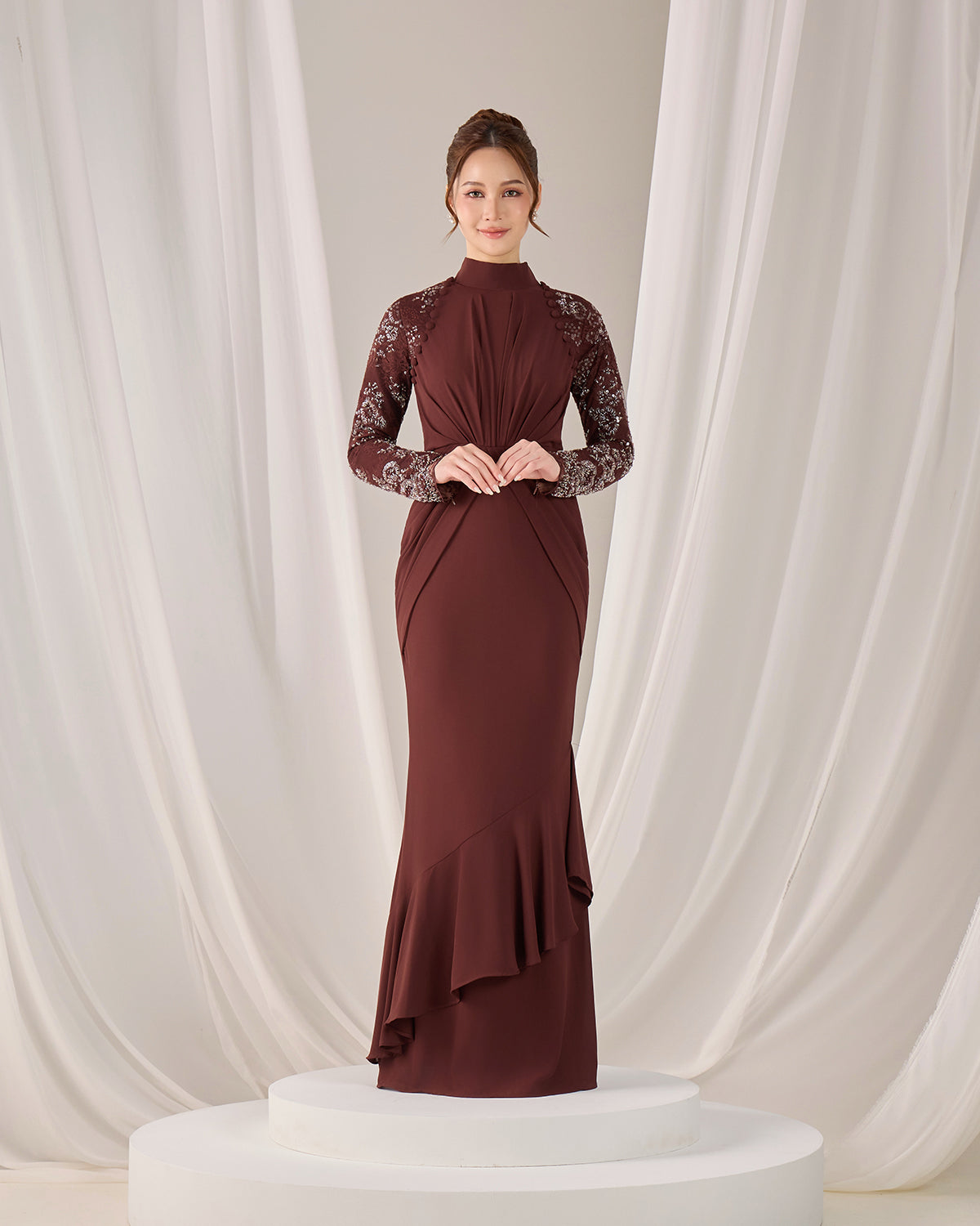 LUNARA DRESS (RICH BROWN) Hijabistahub LUNARA DRESS (RICH BROWN) Hijabistahub