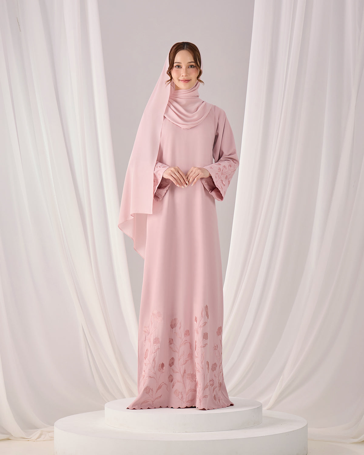 strapless open back dress Premium Dusky Blush Satin Inner Slip Dress - Long Sleeve - Pink - Adult - 56 main image 0