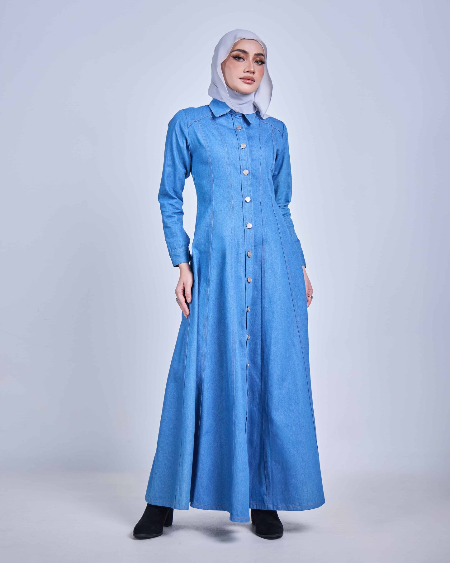 NOVA DENIM BUTTON DRESS (LIGHT BLUE)