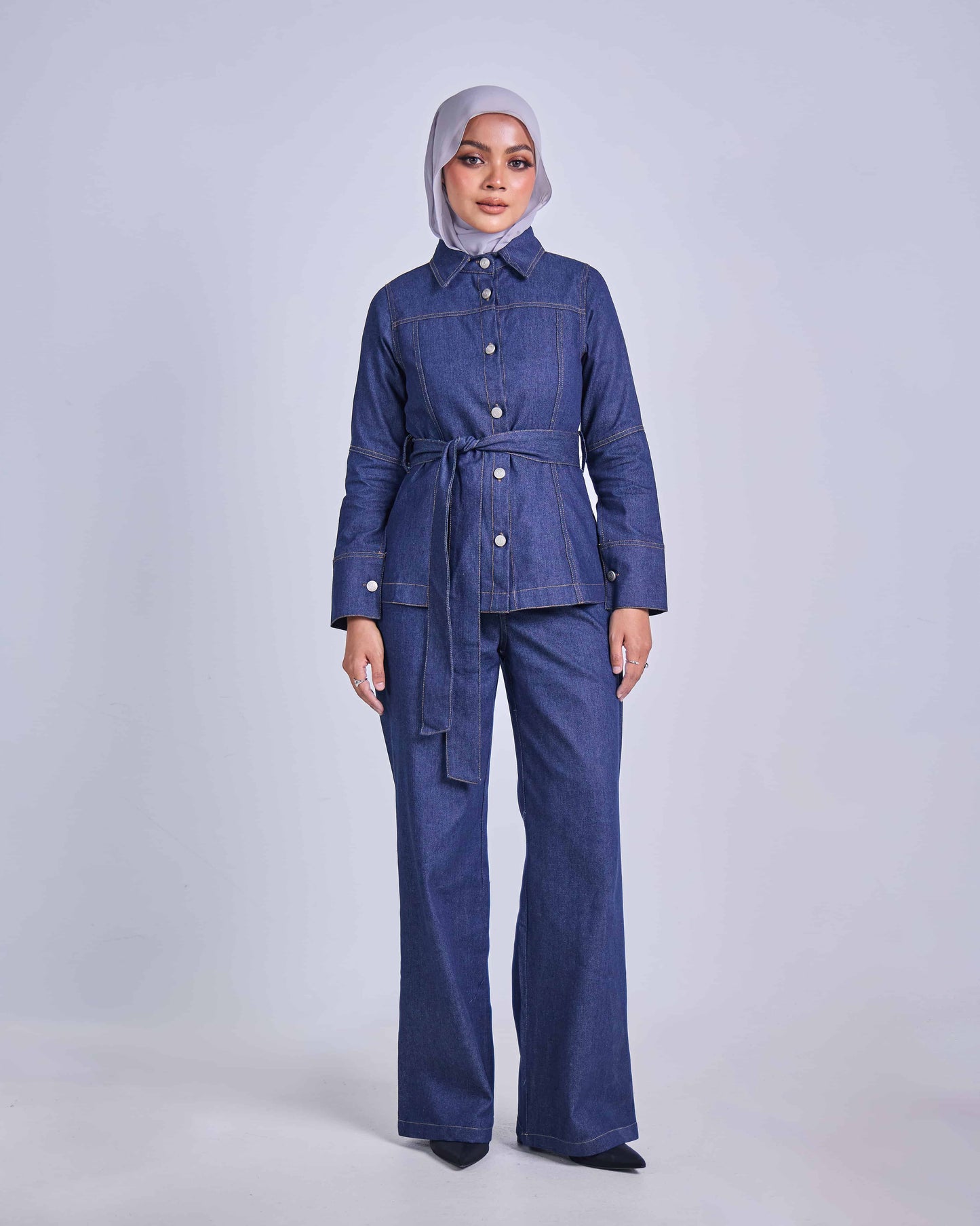 TIANA HIGH-WAIST DENIM PANTS (DARK BLUE)