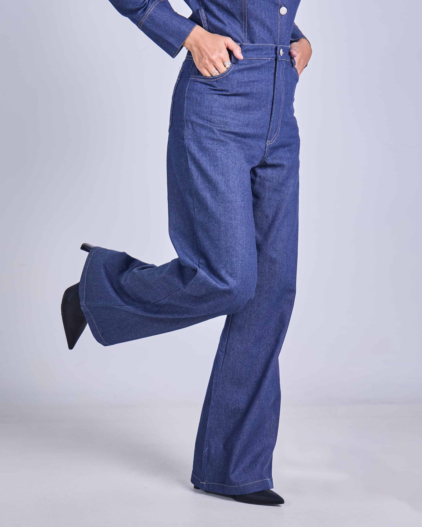 TIANA HIGH-WAIST DENIM PANTS (DARK BLUE)