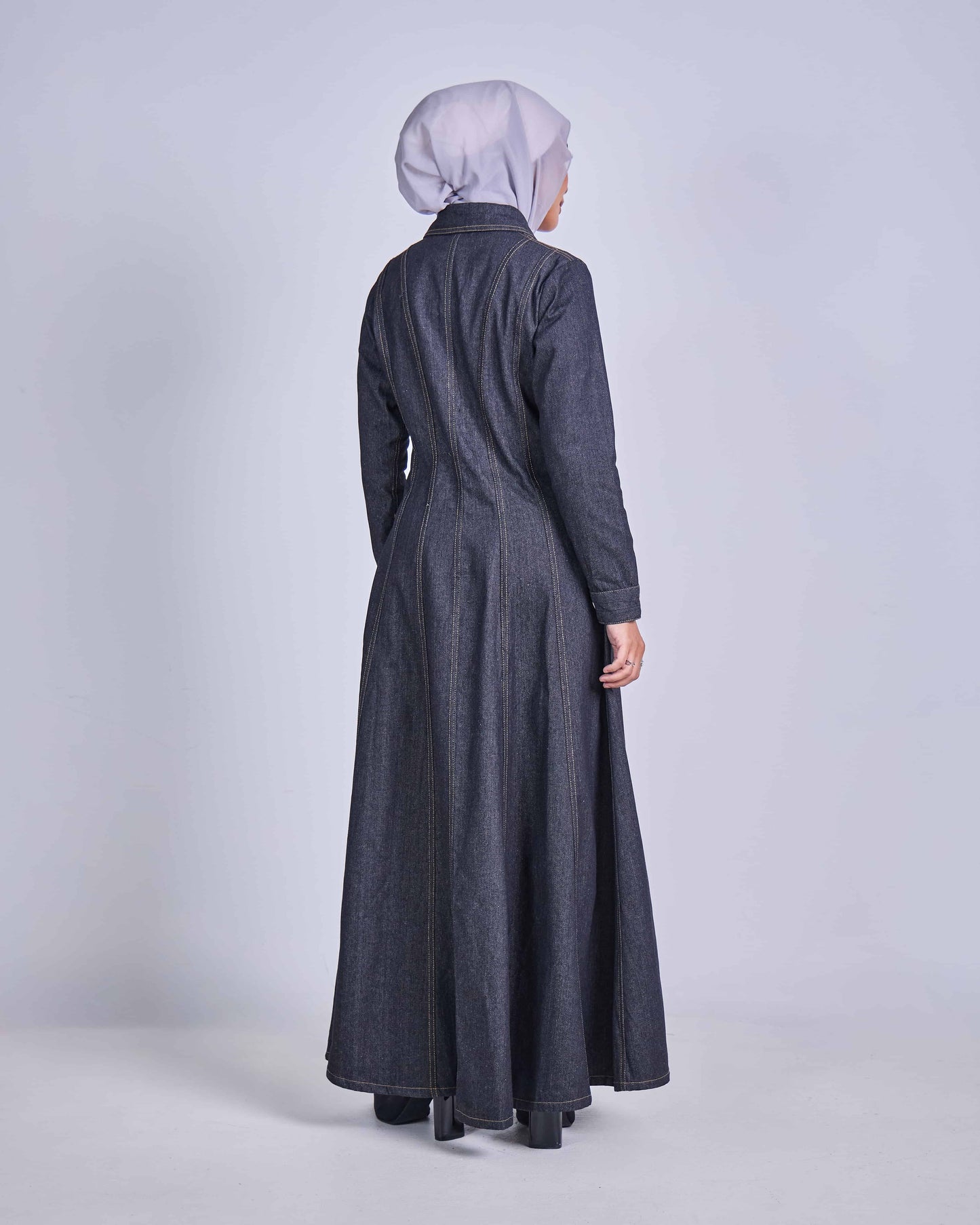 NOVA DENIM BUTTON DRESS (BLACK)
