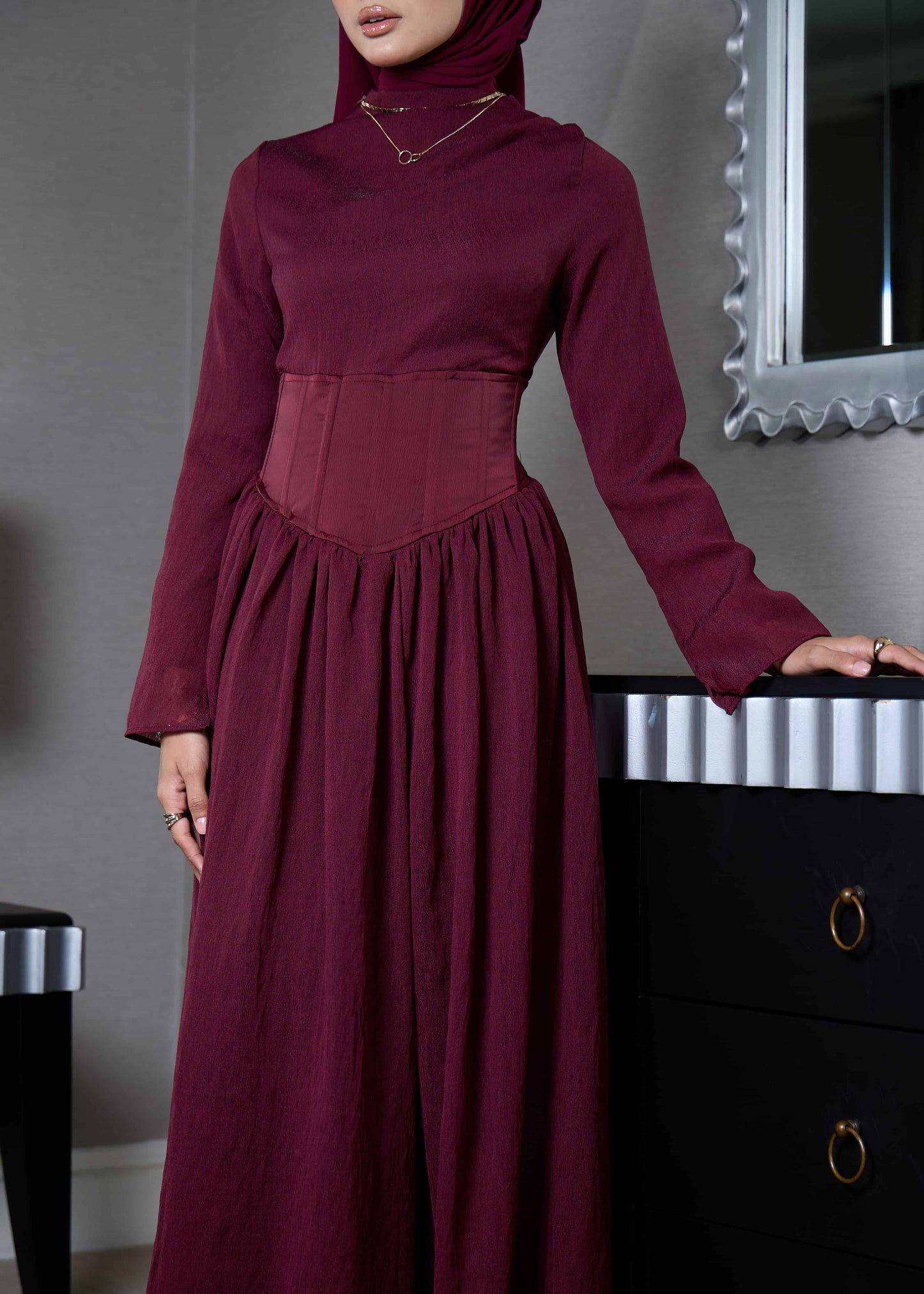 ELSA DRESS (BURGUNDY)