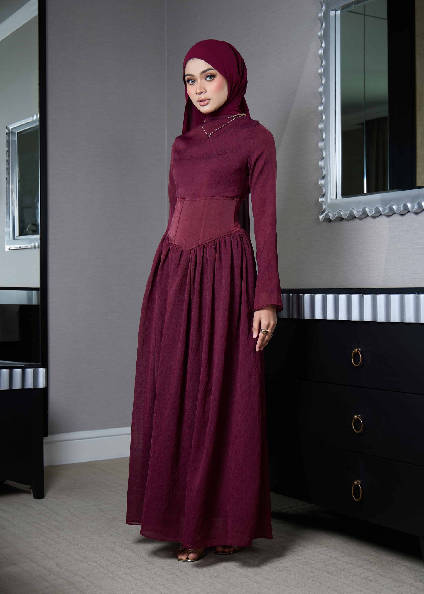 ELSA DRESS (BURGUNDY)