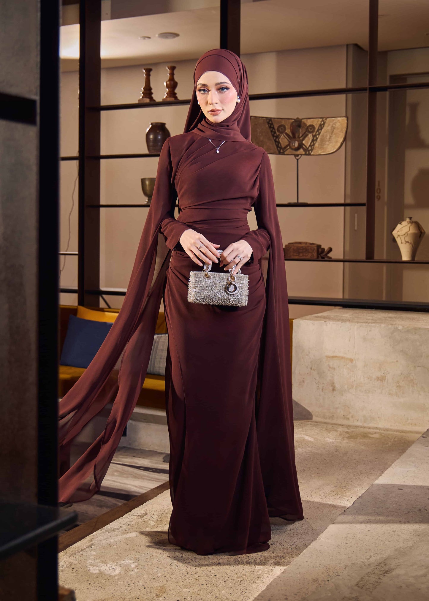 NAURAH DRESS (RICH BROWN)