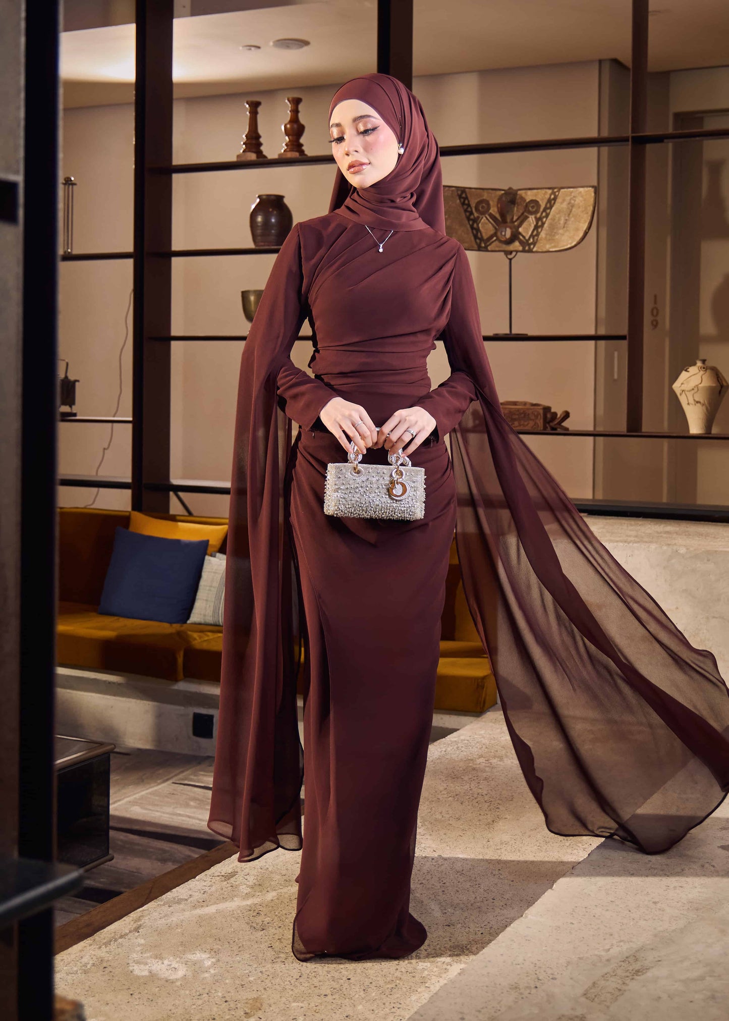 NAURAH DRESS (RICH BROWN)