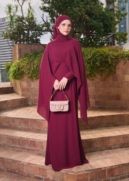 ZALEA DRESS (BURGUNDY)