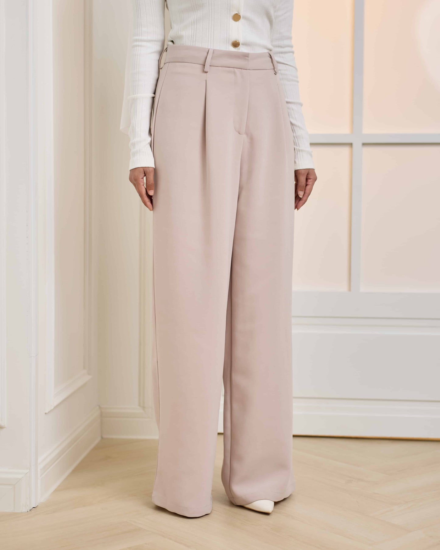 MINOR DEFECT WIDE LEG PANTS (CHAMPAGNE)