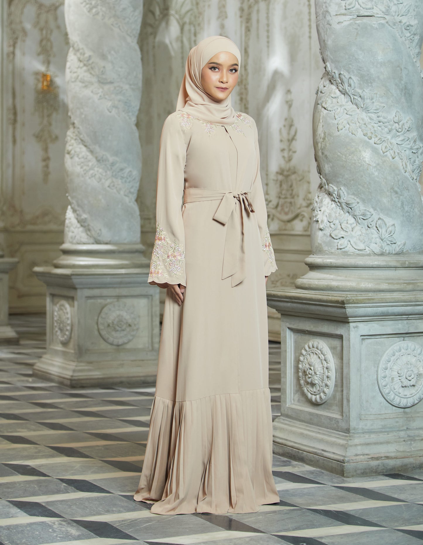 INAAYA ABAYA WITH PANTS (CHAMPAGNE)