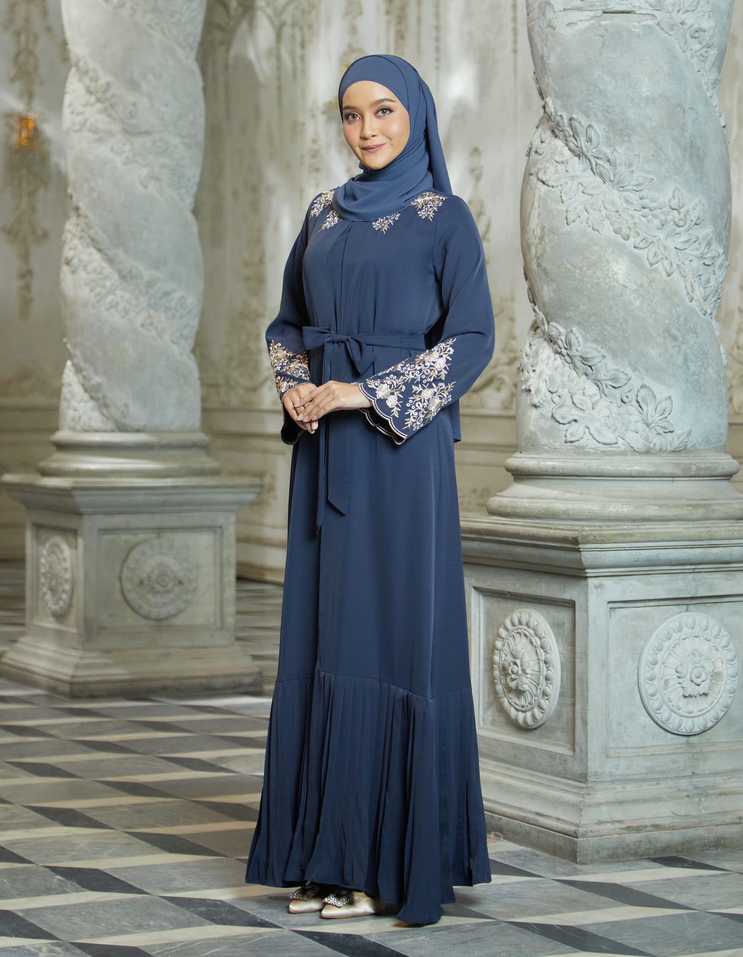 INAAYA ABAYA WITH PANTS (NAVY BLUE)