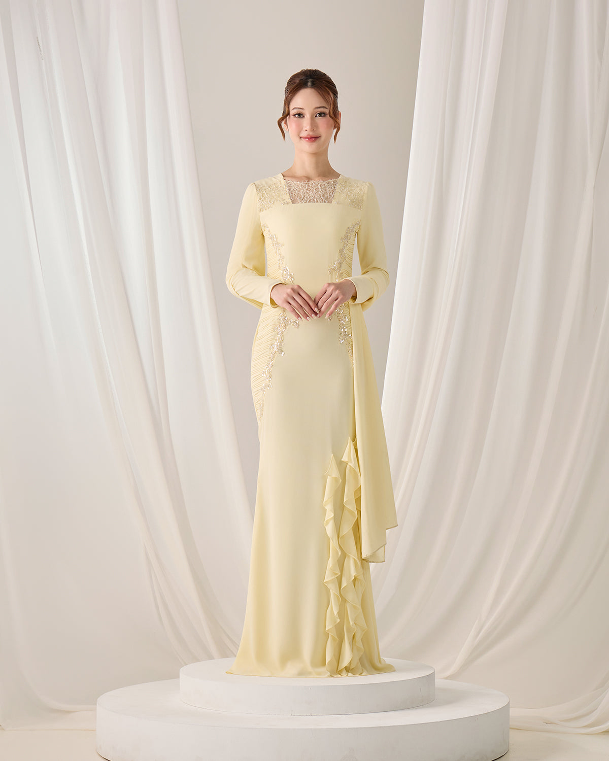CLAIRE DRESS (LIGHT YELLOW)  Hijabistahub