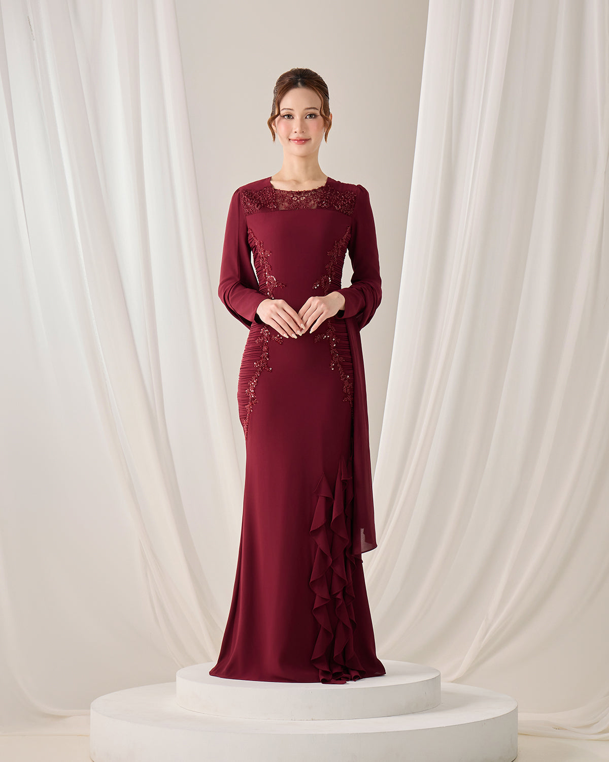 CLAIRE DRESS (BURGUNDY) – Hijabistahub