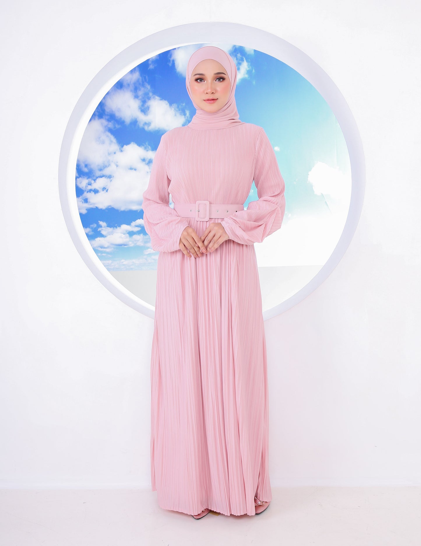 BIANCA PLEATED DRESS (DUSTY PINK)