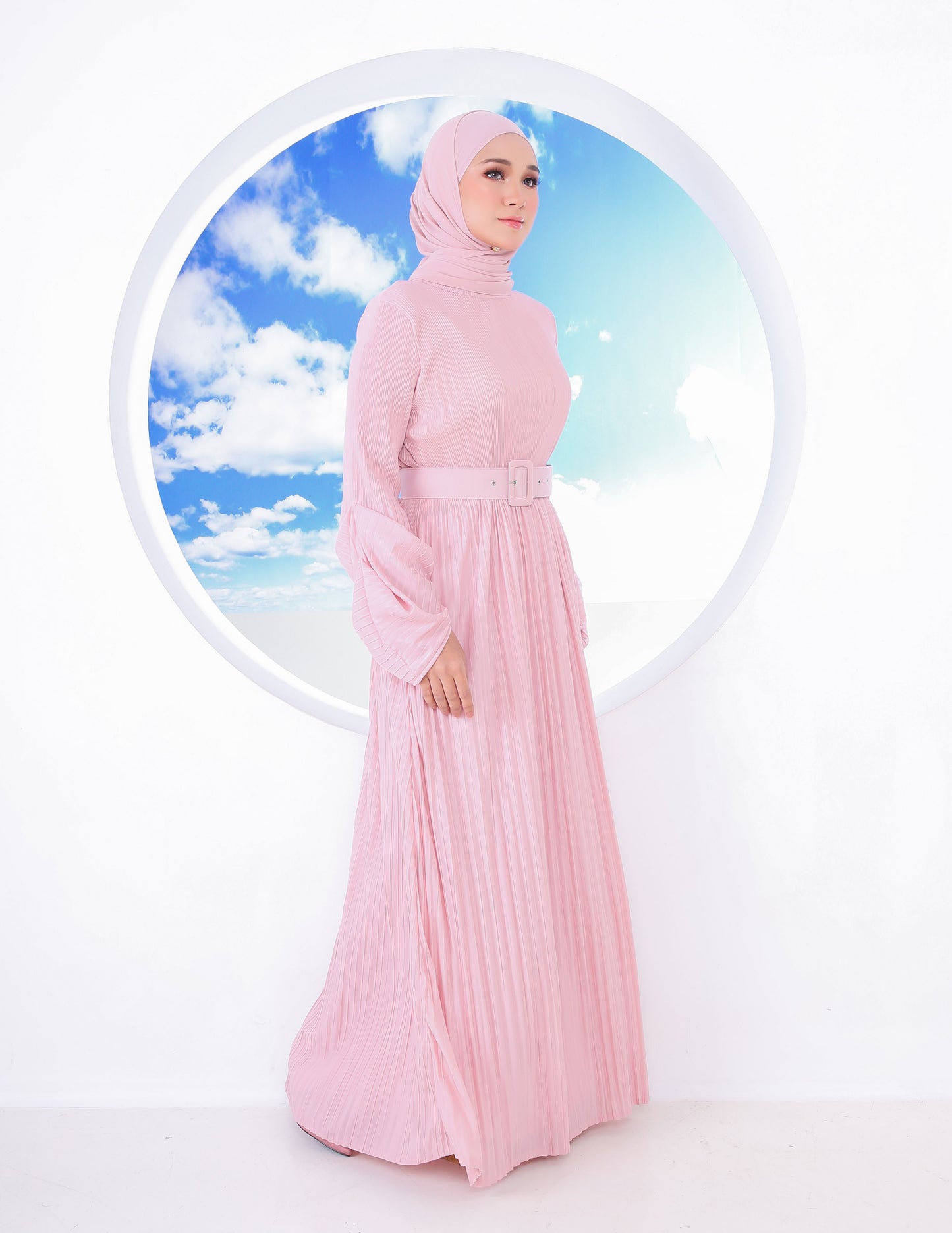 BIANCA PLEATED DRESS (DUSTY PINK)