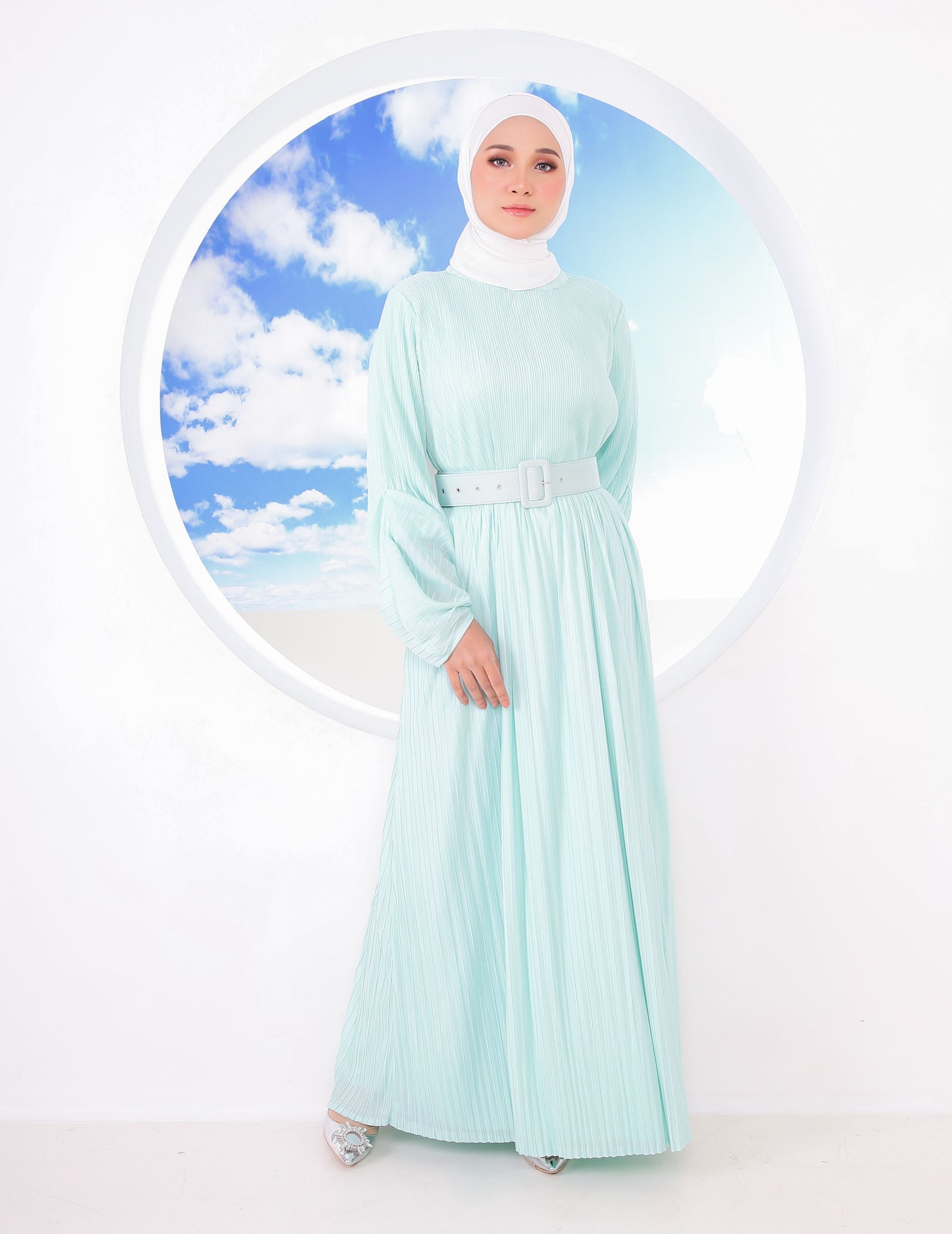 BIANCA PLEATED DRESS (MINT)