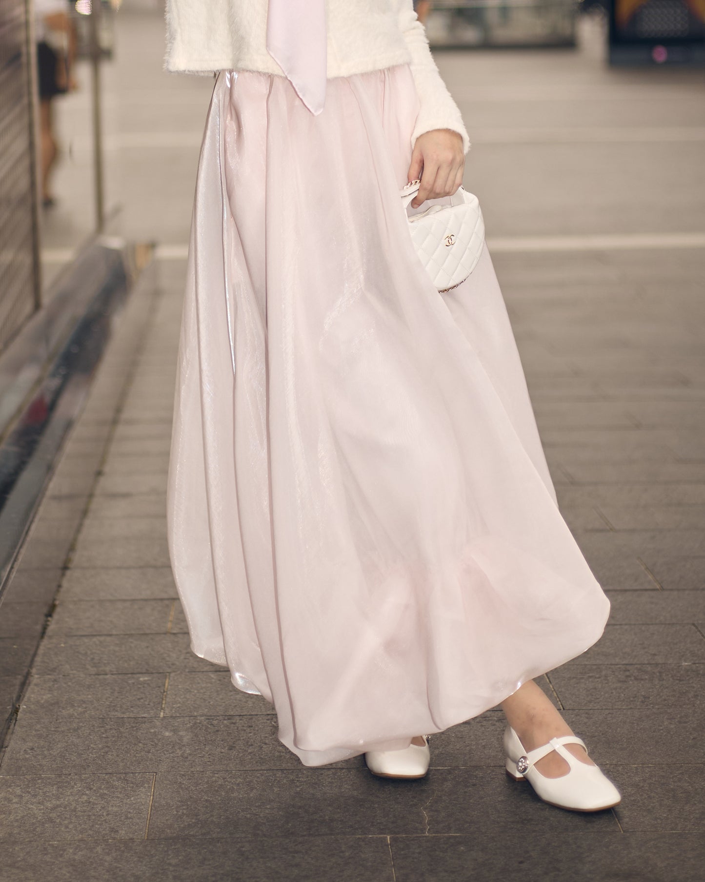 MINOR DEFECT SATIN BUBBLE SKIRT (SOFT PINK)