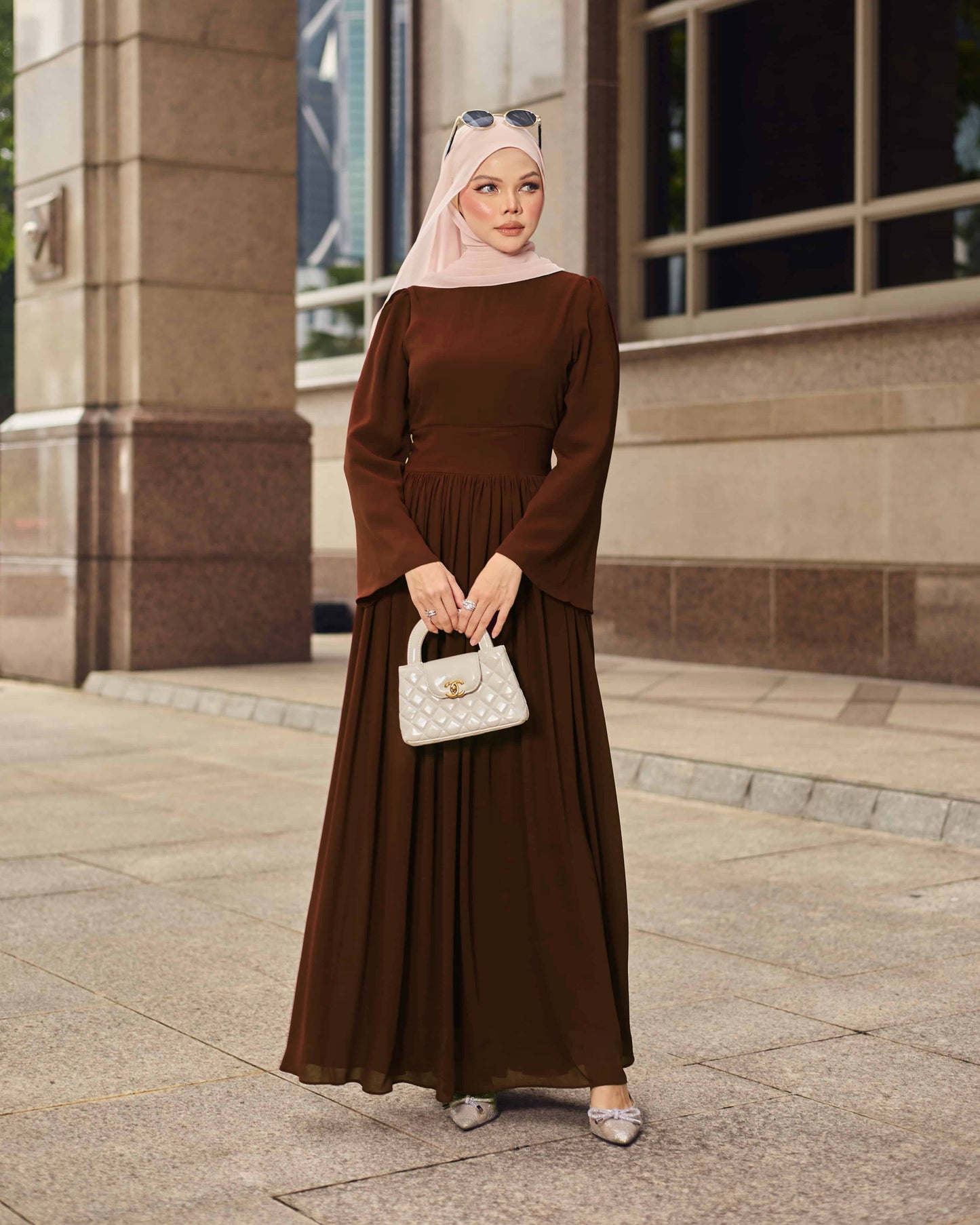 LYRA PLEATED DRESS (BRICK)