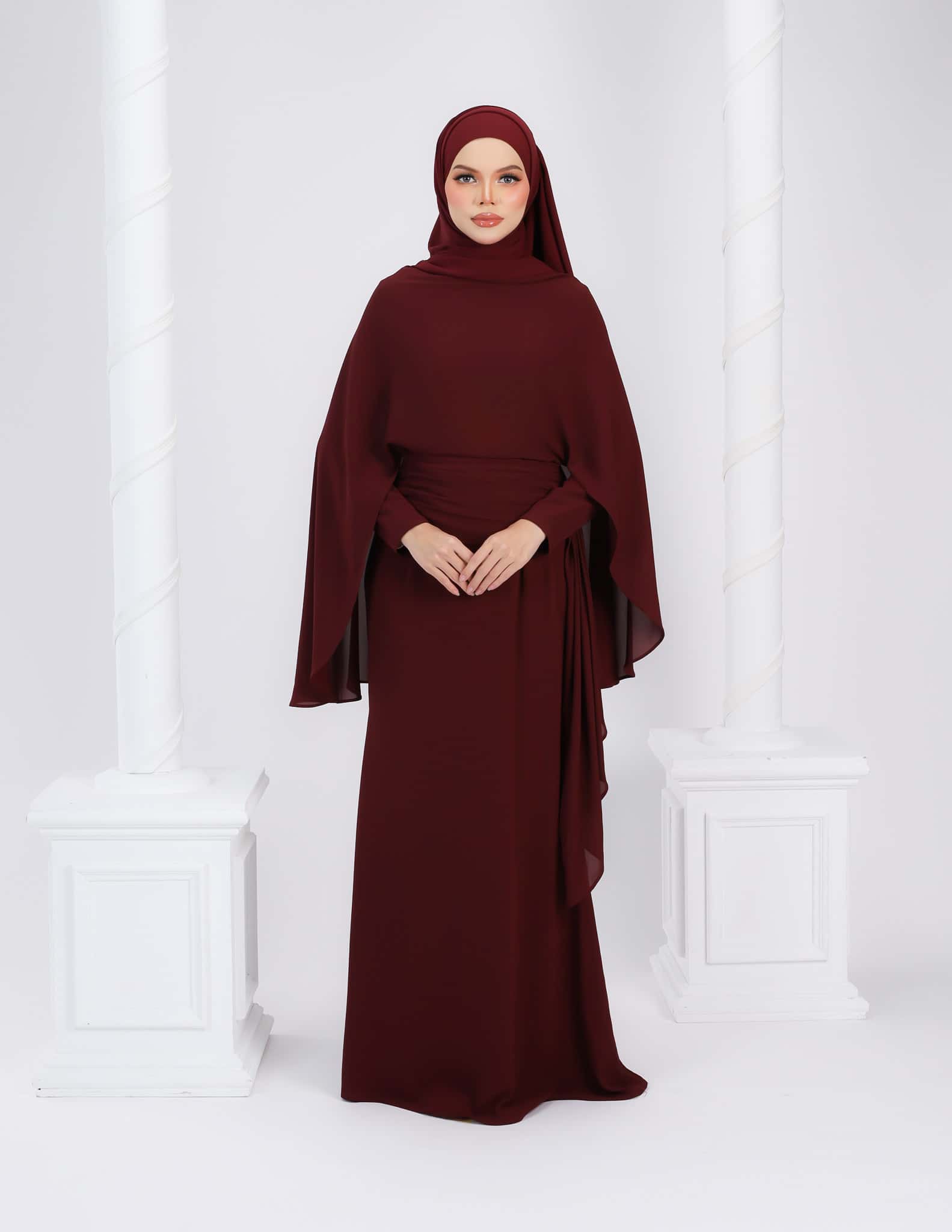 HYRA DRESS (BURGUNDY) – Hijabistahub HYRA DRESS (BURGUNDY) – Hijabistahub