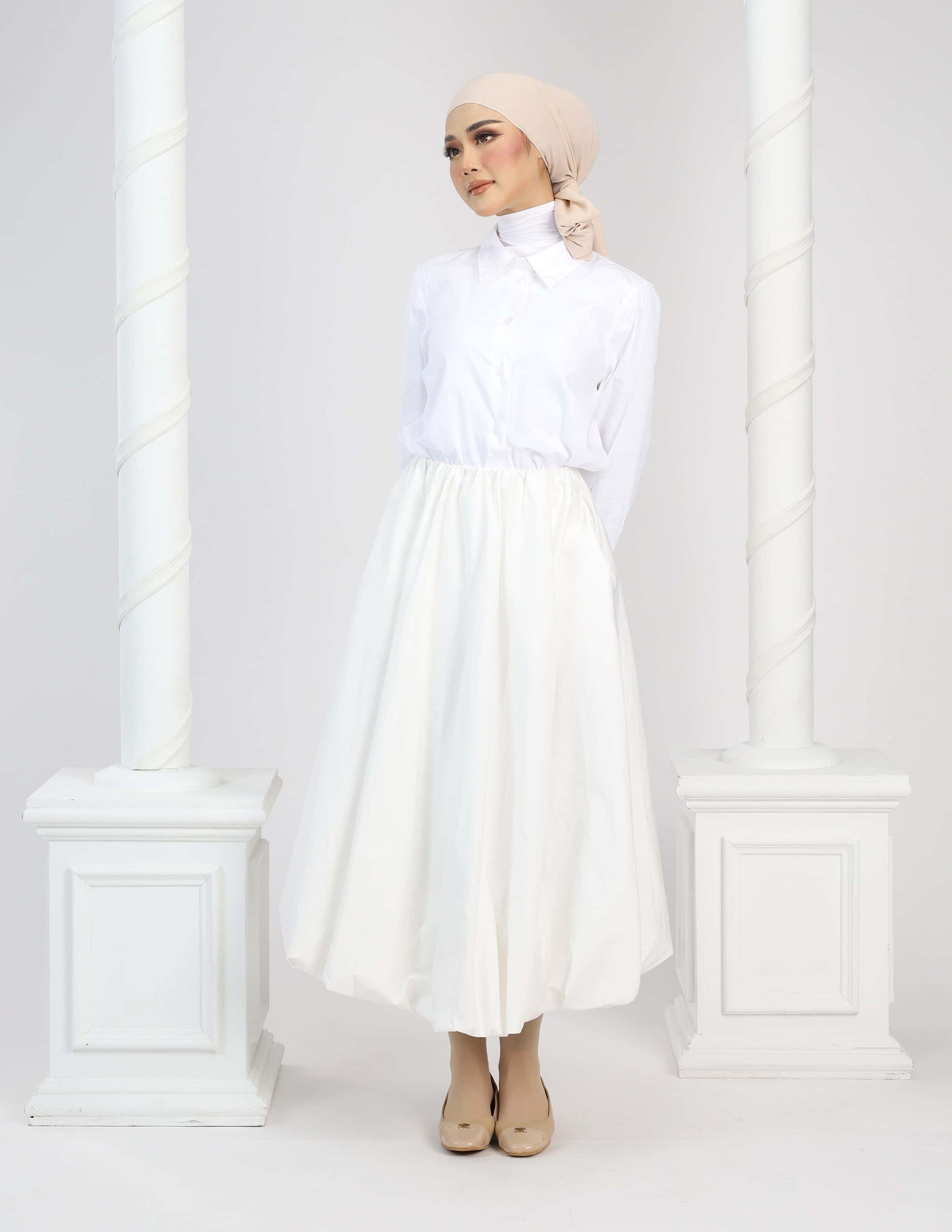 JANE BUBBLE SKIRT - LONG (OFF WHITE)