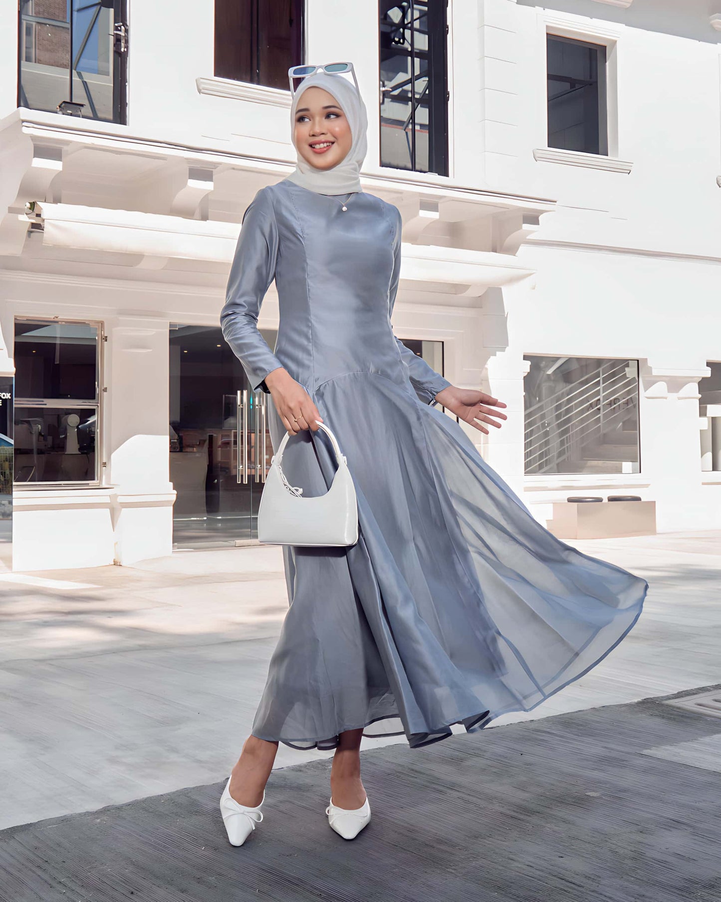 MARINA MIDI DRESS (DUSTY BLUE)