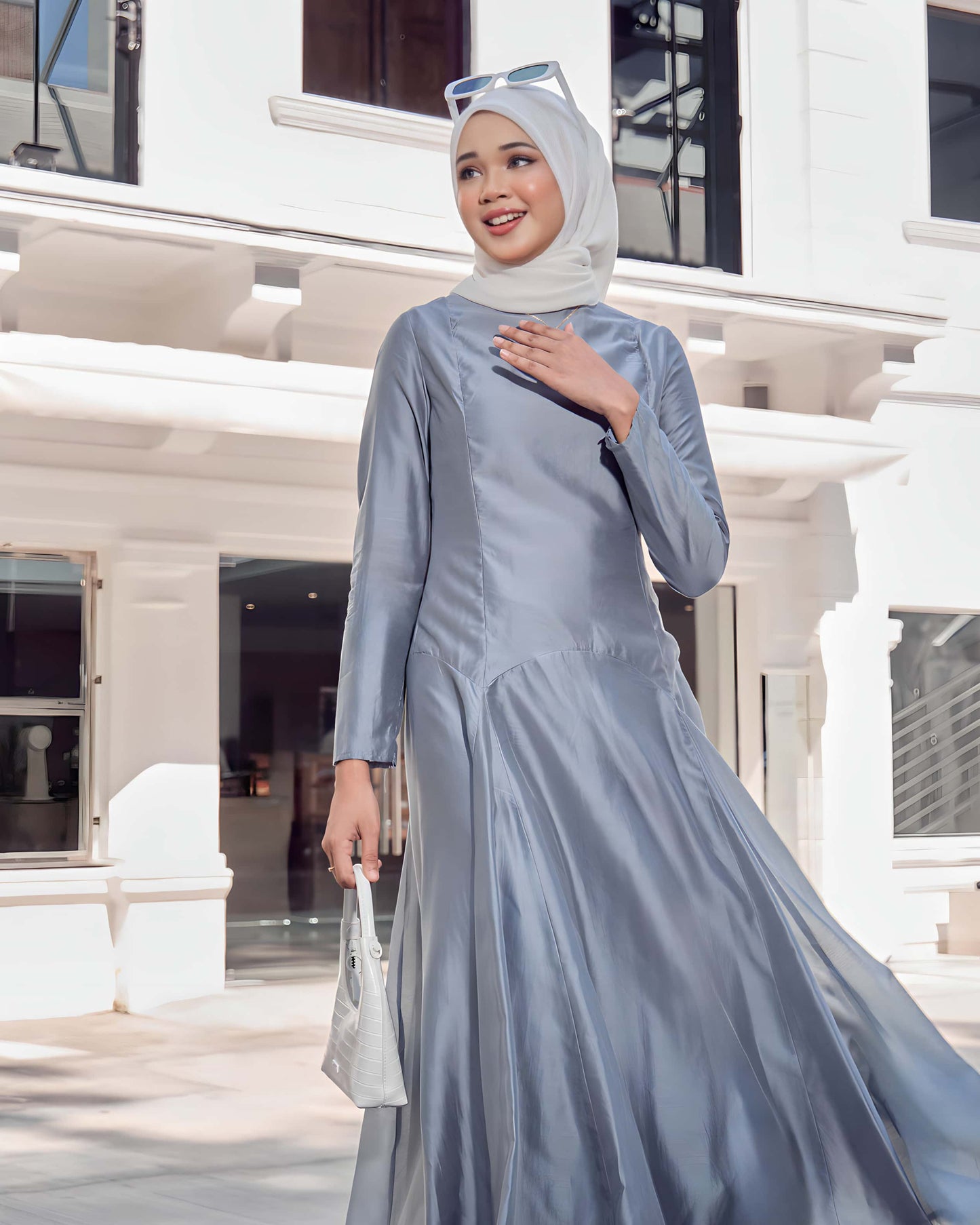 MARINA MIDI DRESS (DUSTY BLUE)
