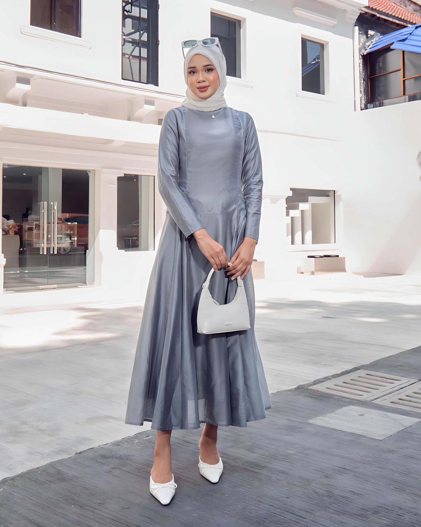 MARINA MIDI DRESS (DUSTY BLUE)