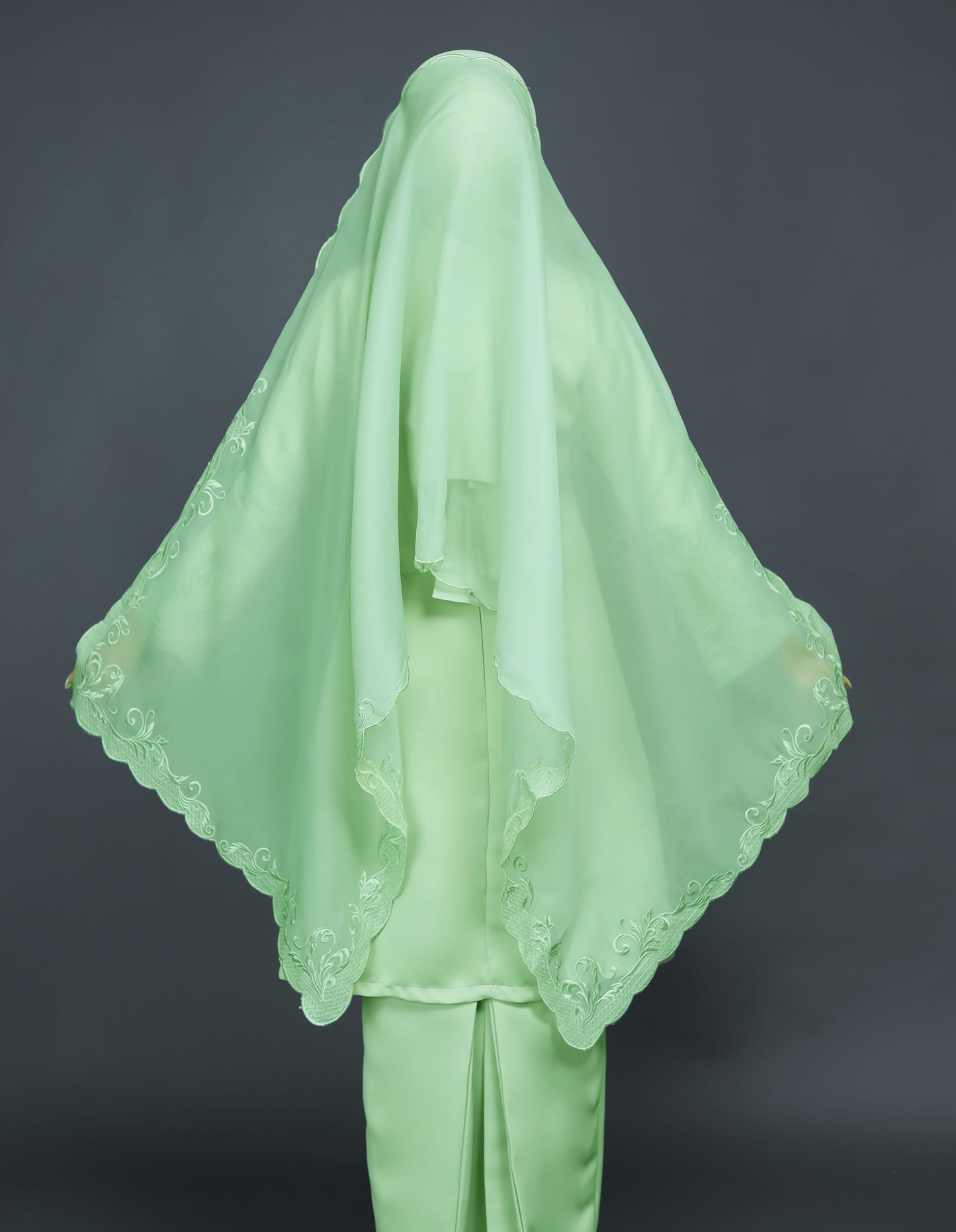ORGANDY EMBROIDERY VEIL CODE A21 (APPLE GREEN)