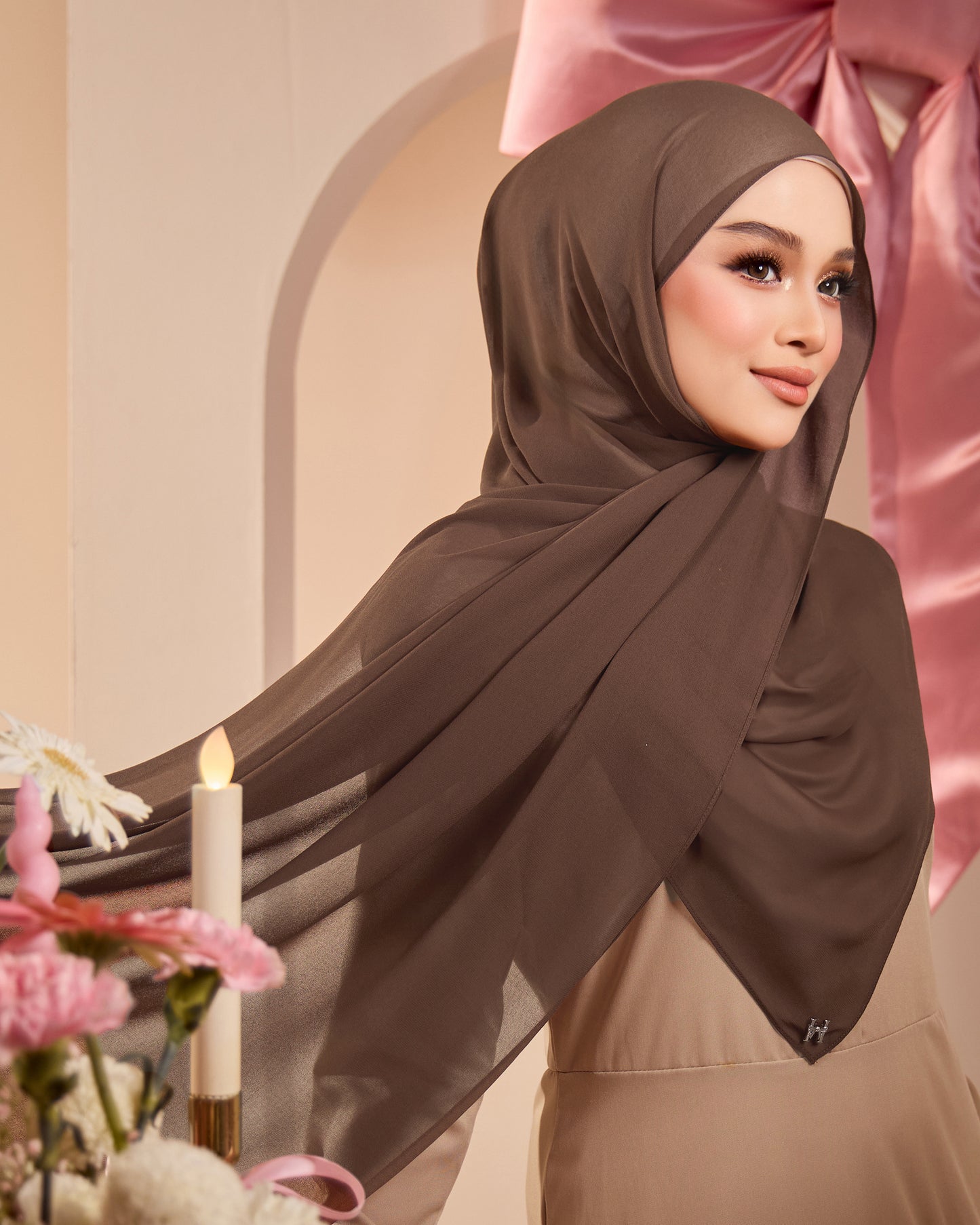 HANA CHIFFON SHAWL (BRUNETTE)