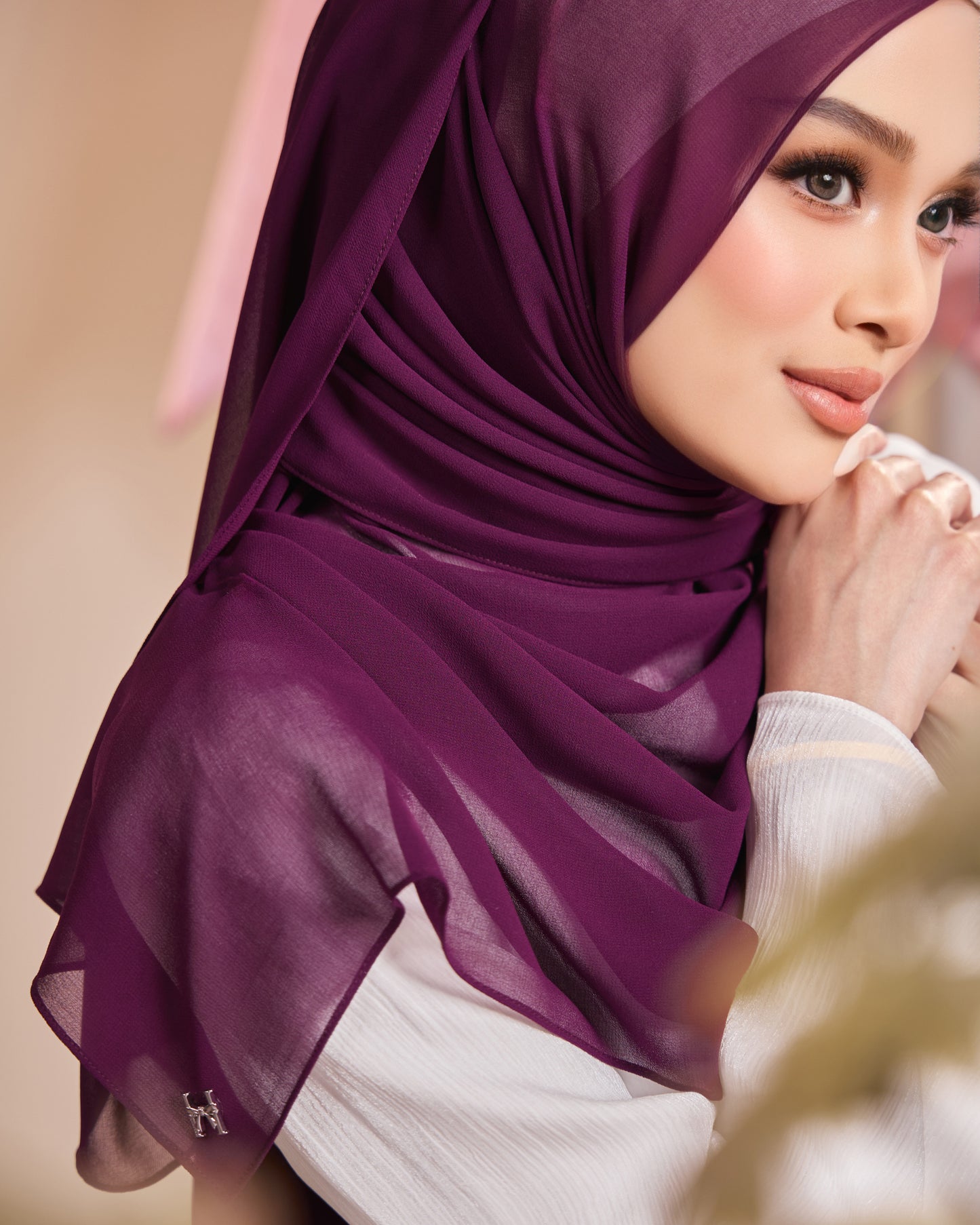 HANA CHIFFON SHAWL (PLUM)