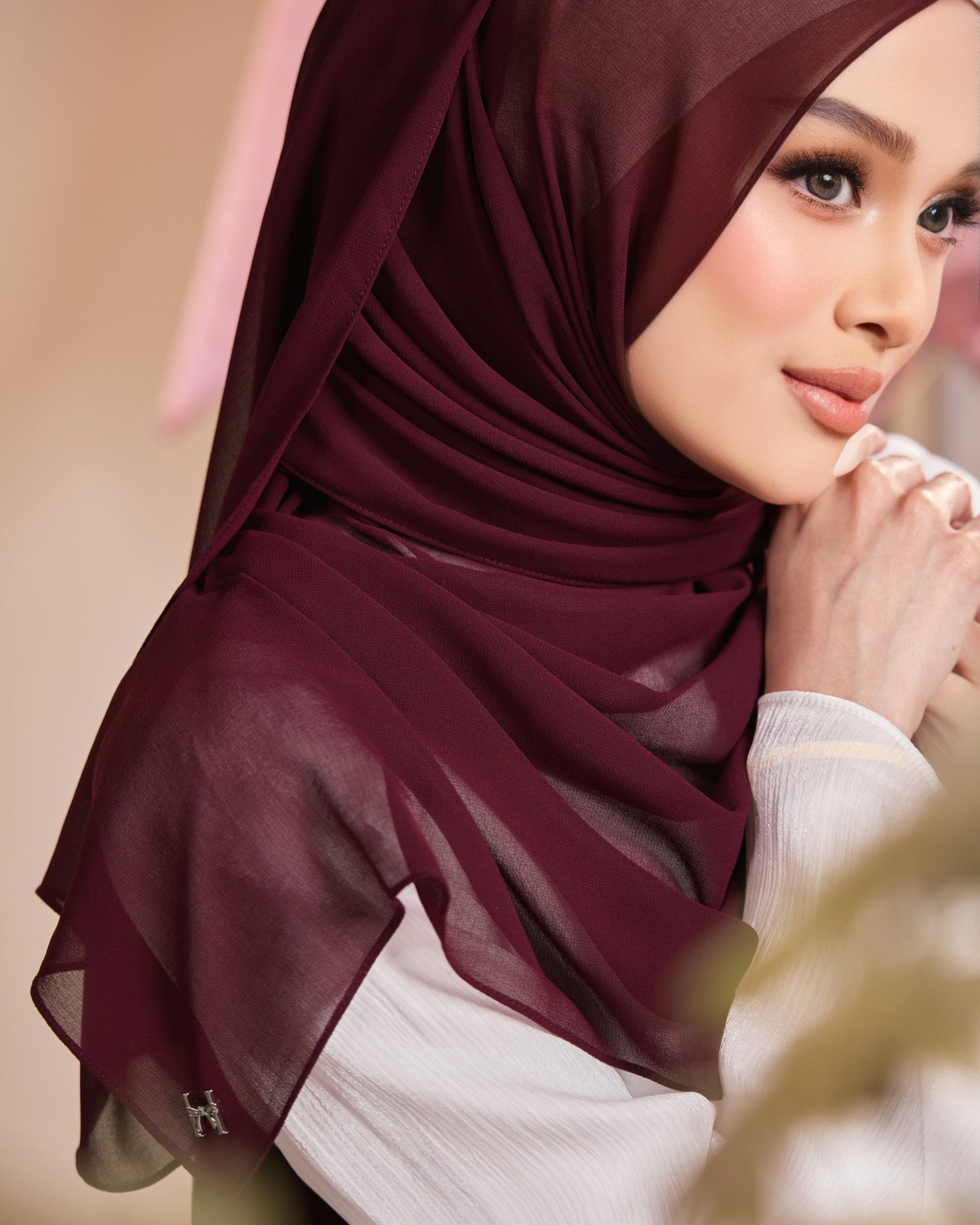 HANA CHIFFON SHAWL (BURGUNDY)