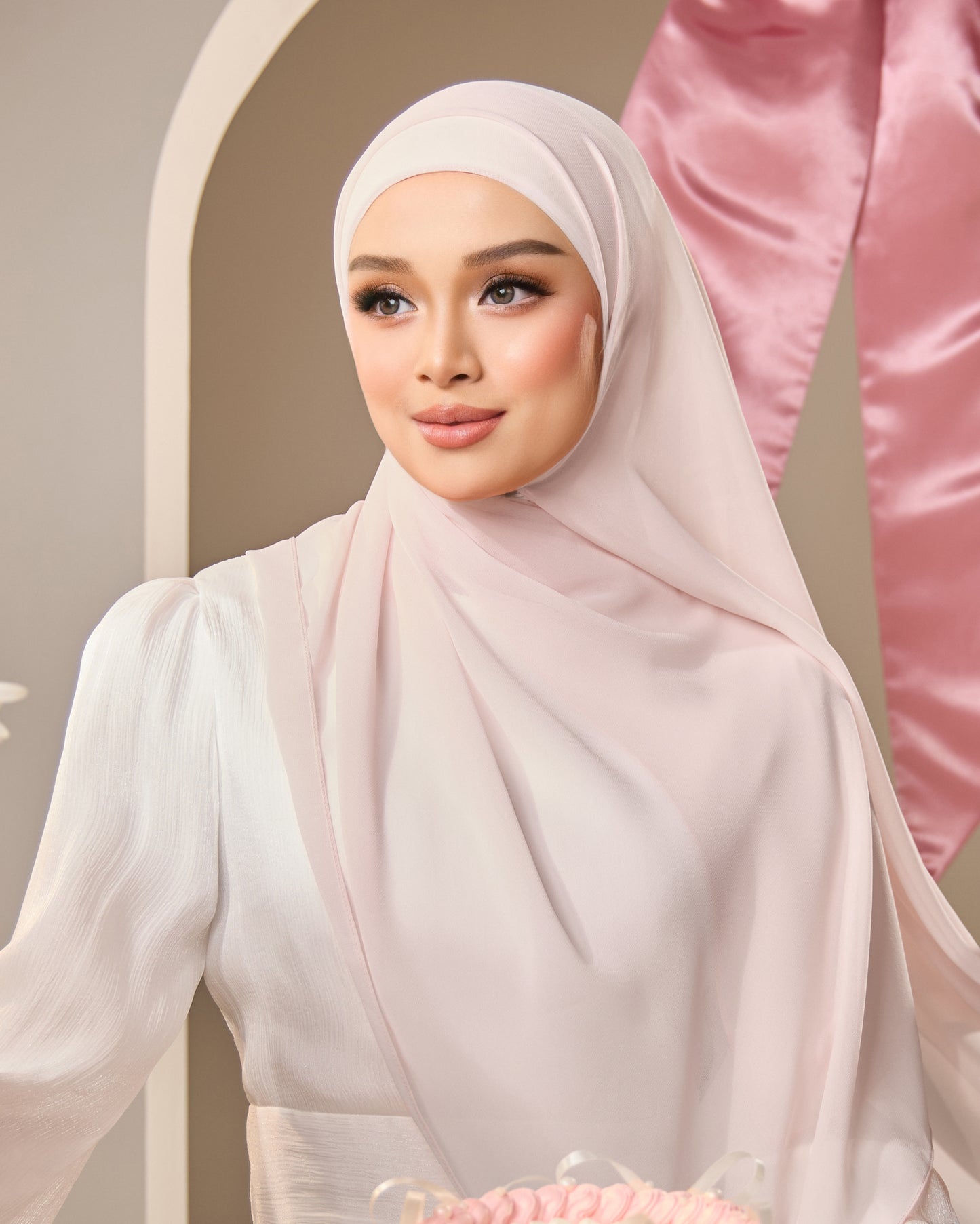 HANA CHIFFON SHAWL (LIGHT PINK)