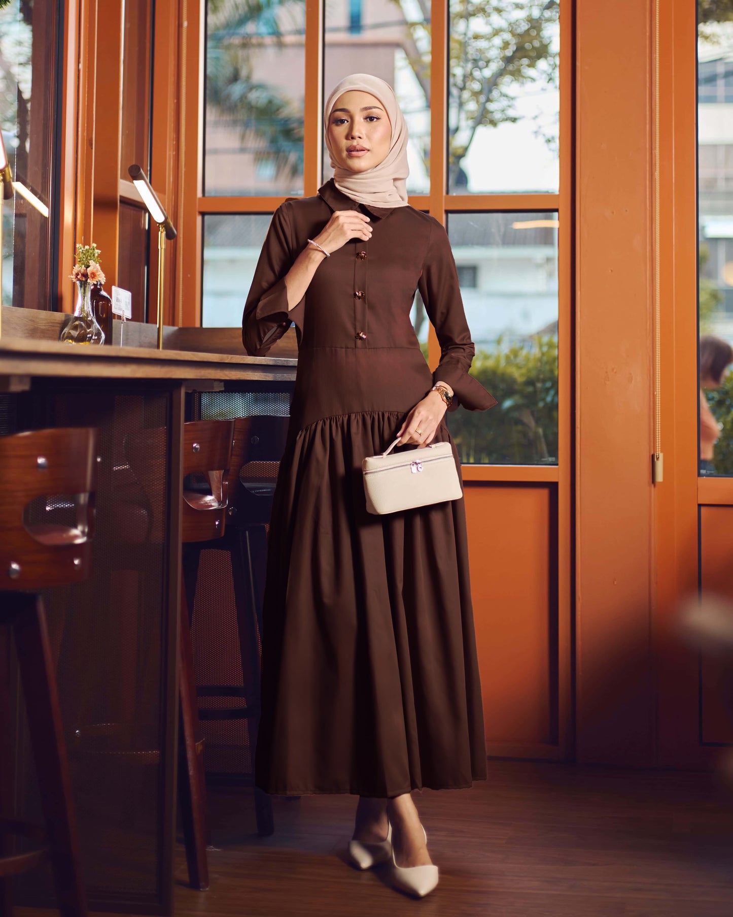 TUNIC TIERED DRESS (RICH BROWN)