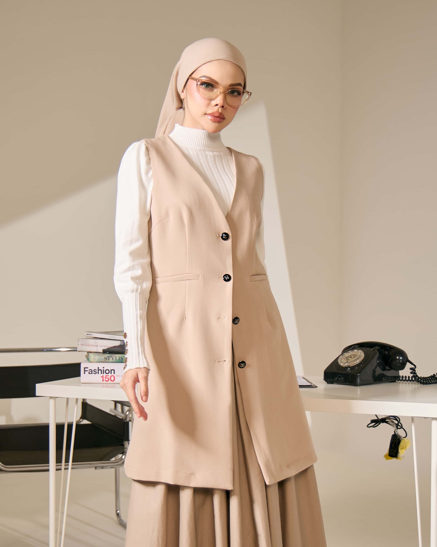 EMBER SUIT LONG VEST (CHAMPAGNE)
