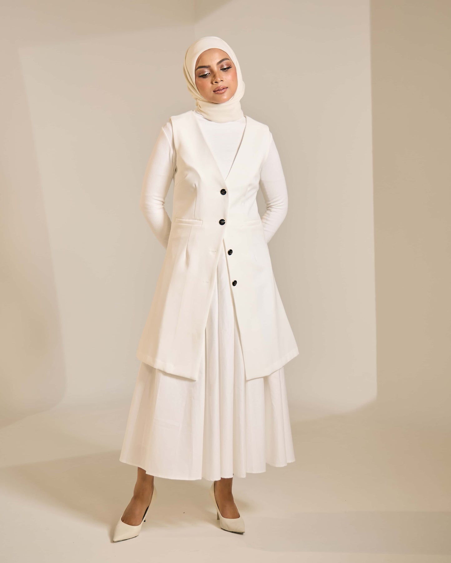 EMBER SUIT LONG VEST (OFF WHITE)