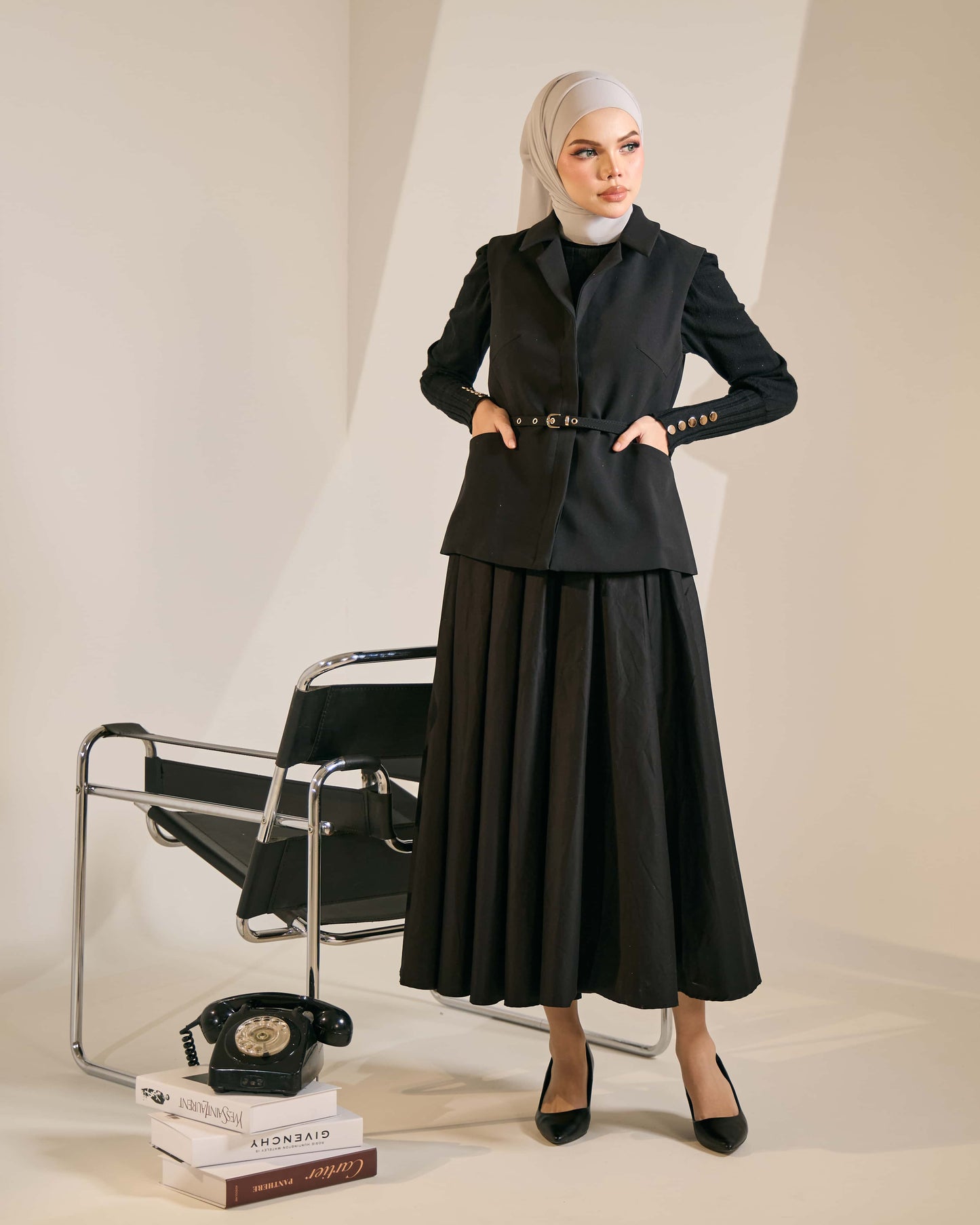 PLAIN CIRCLE SKIRT (BLACK)
