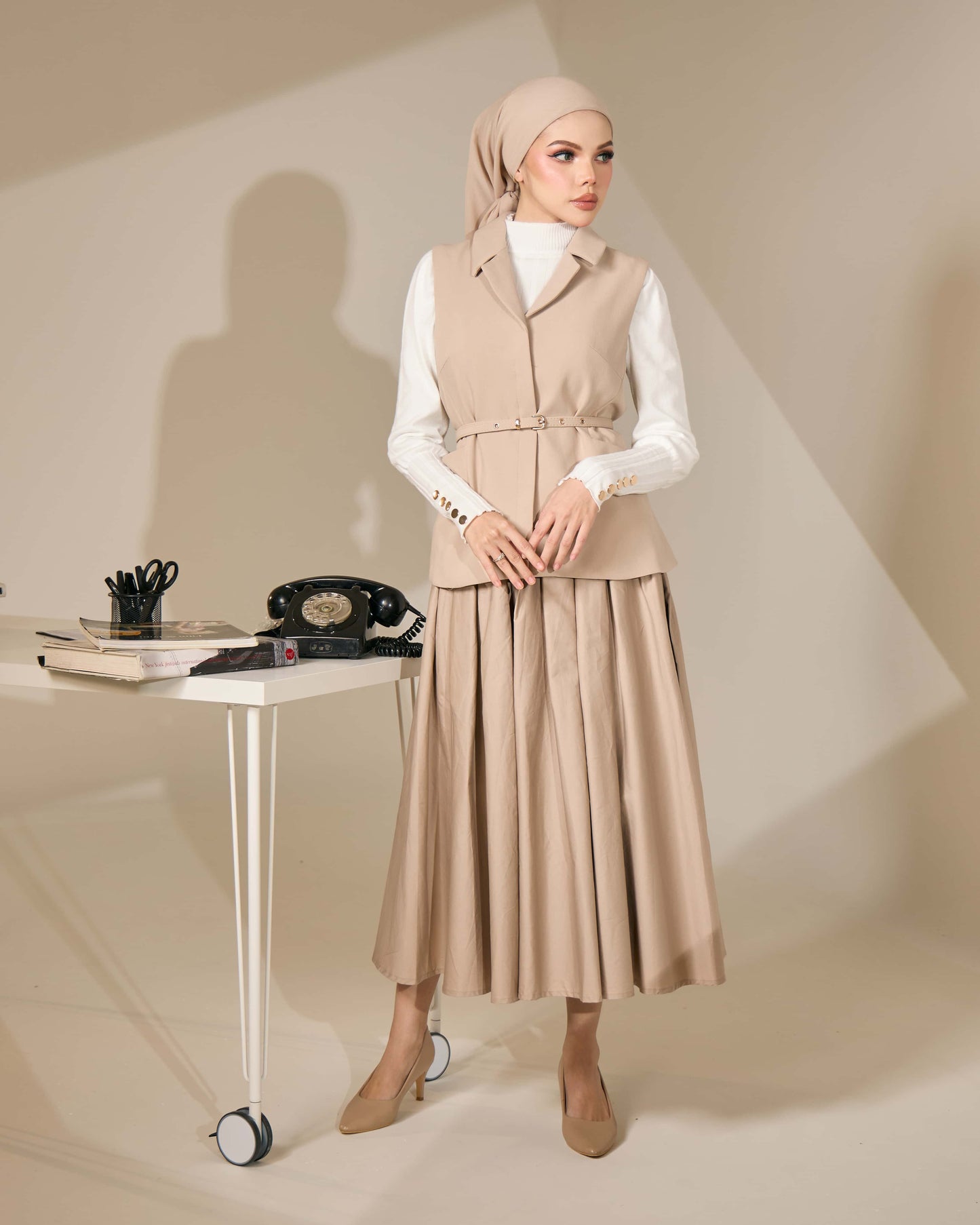 PLAIN CIRCLE SKIRT (CHAMPAGNE)