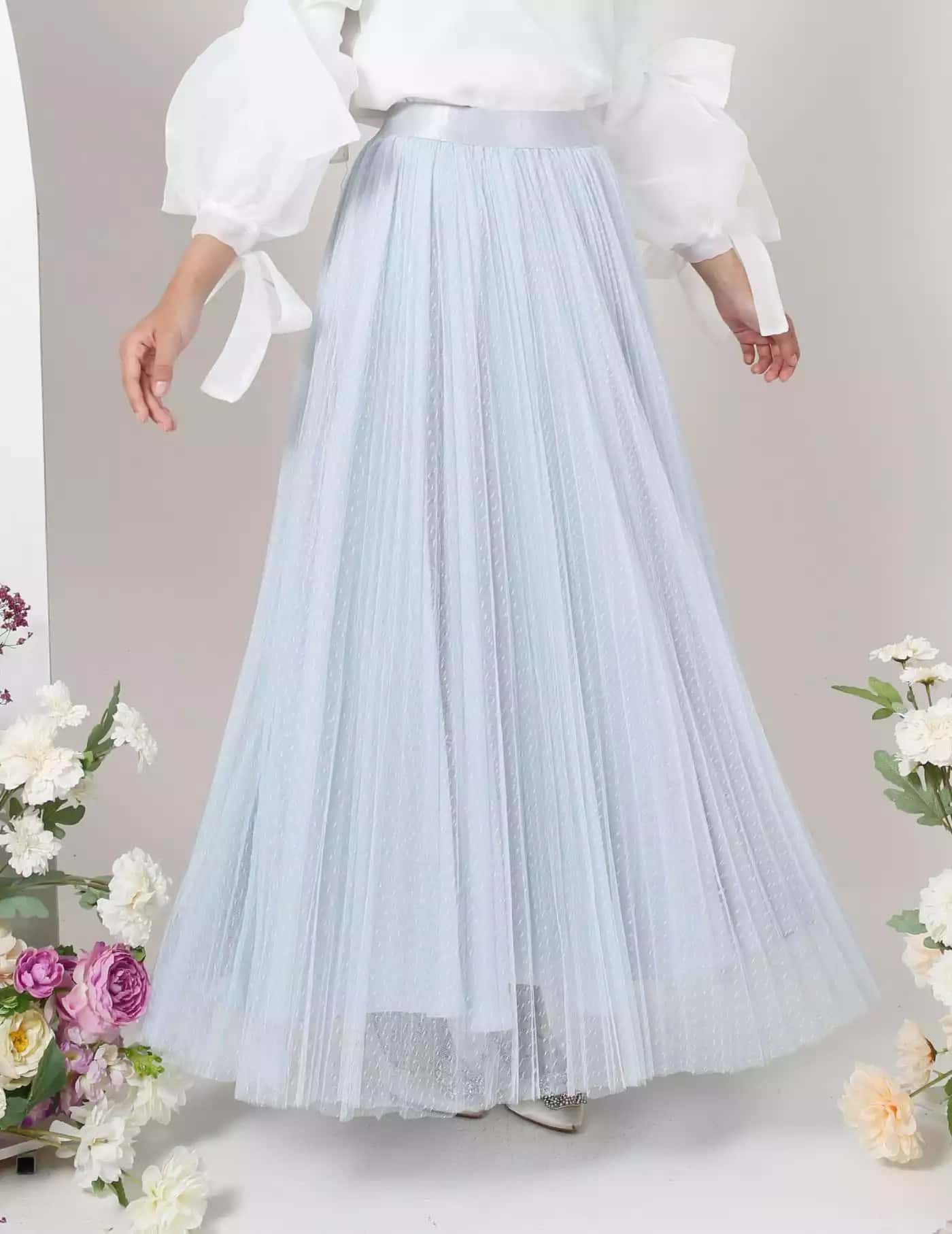 MINOR DEFECT TUTU PLEATED DOT SKIRT (BABY BLUE)