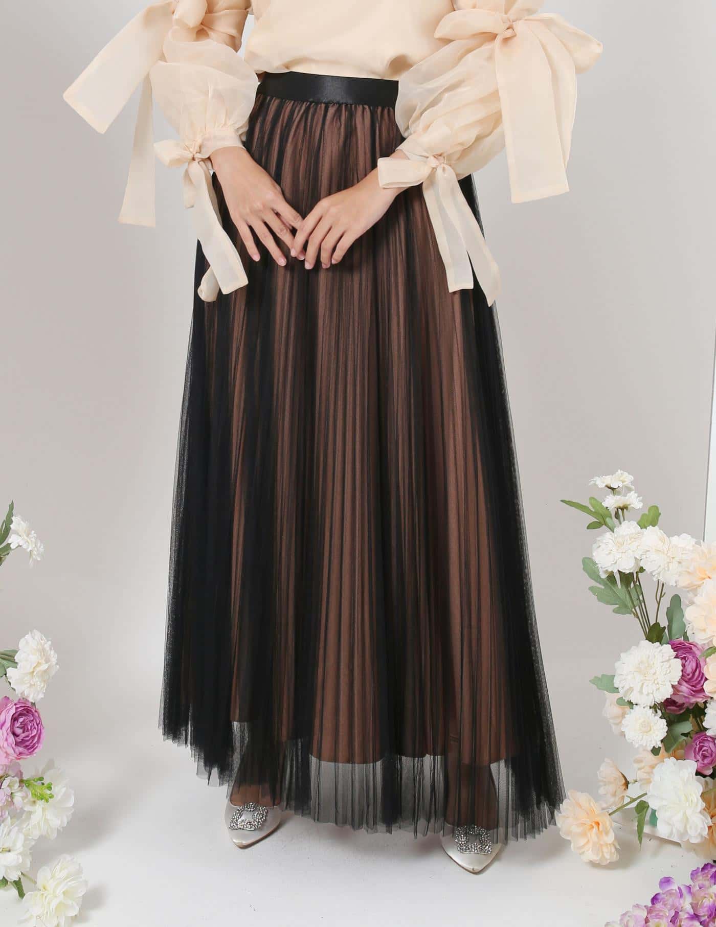 MINOR DEFECT TUTU PLEATED SKIRT (BLACK NUDE)