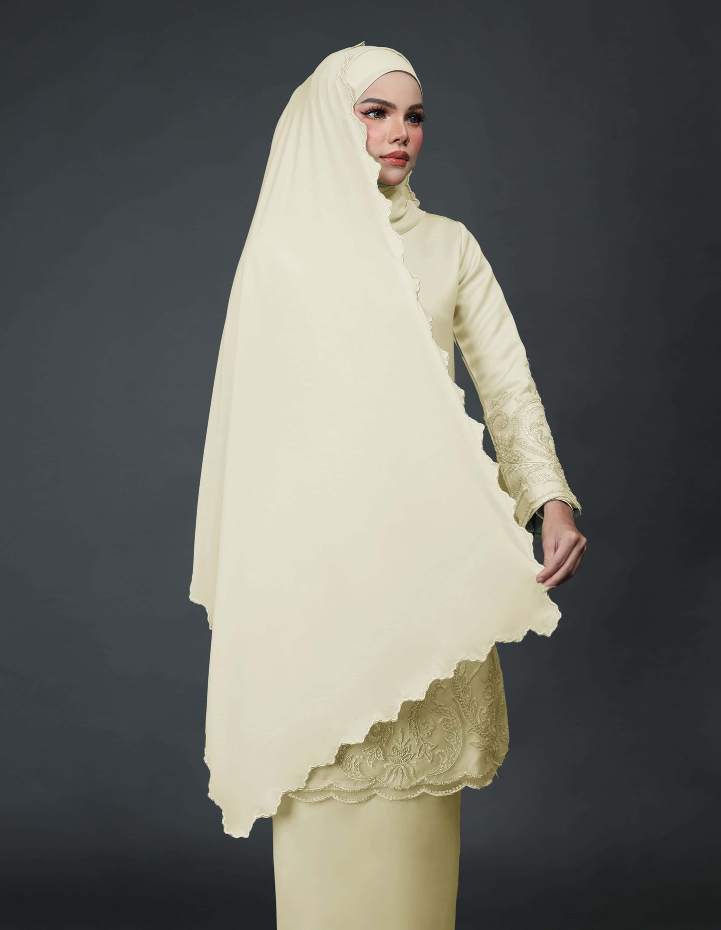 VEIL EMBROIDERY CHIFFON A19 (LIGHT YELLOW)