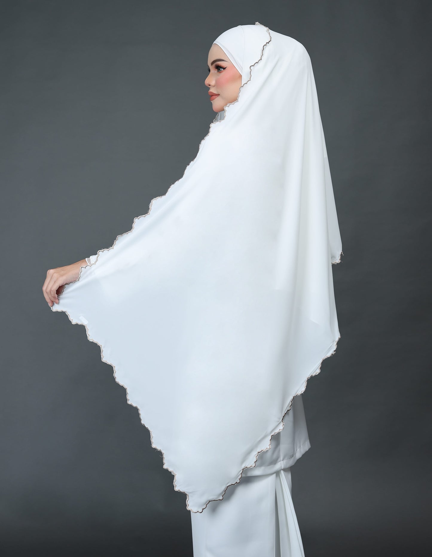 VEIL EMBROIDERY CHIFFON A19 (OFF WHITE GOLD)