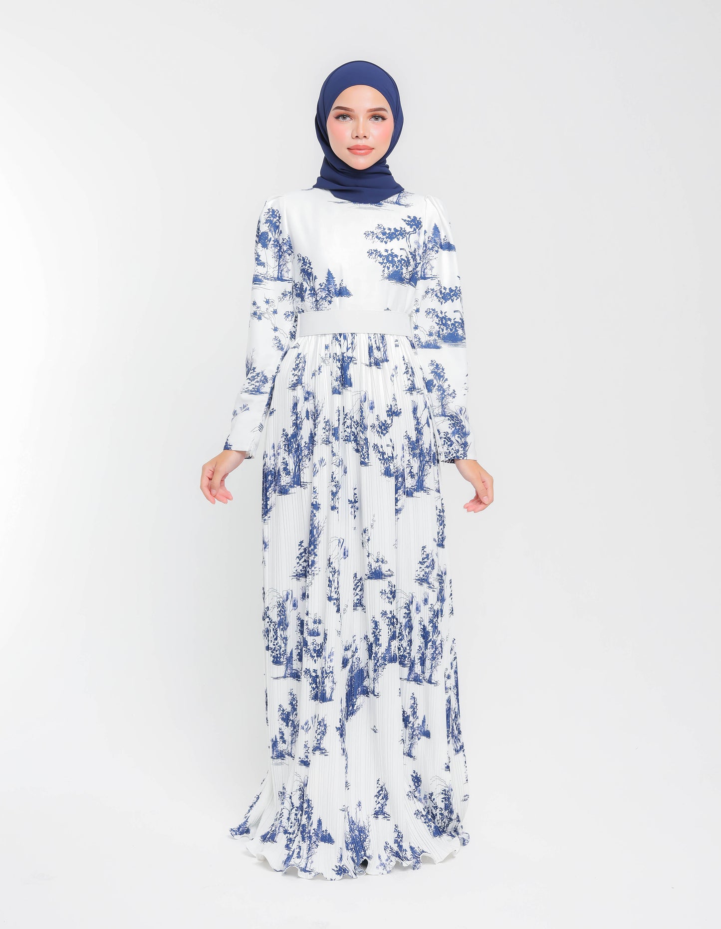 ROSIE PLEATED DRESS (NAVY BLUE)