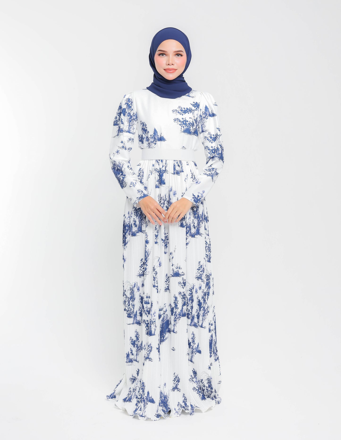ROSIE PLEATED DRESS (NAVY BLUE)