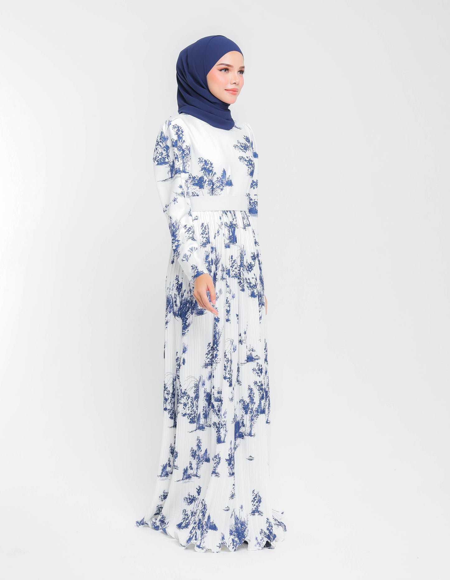 ROSIE PLEATED DRESS (NAVY BLUE)